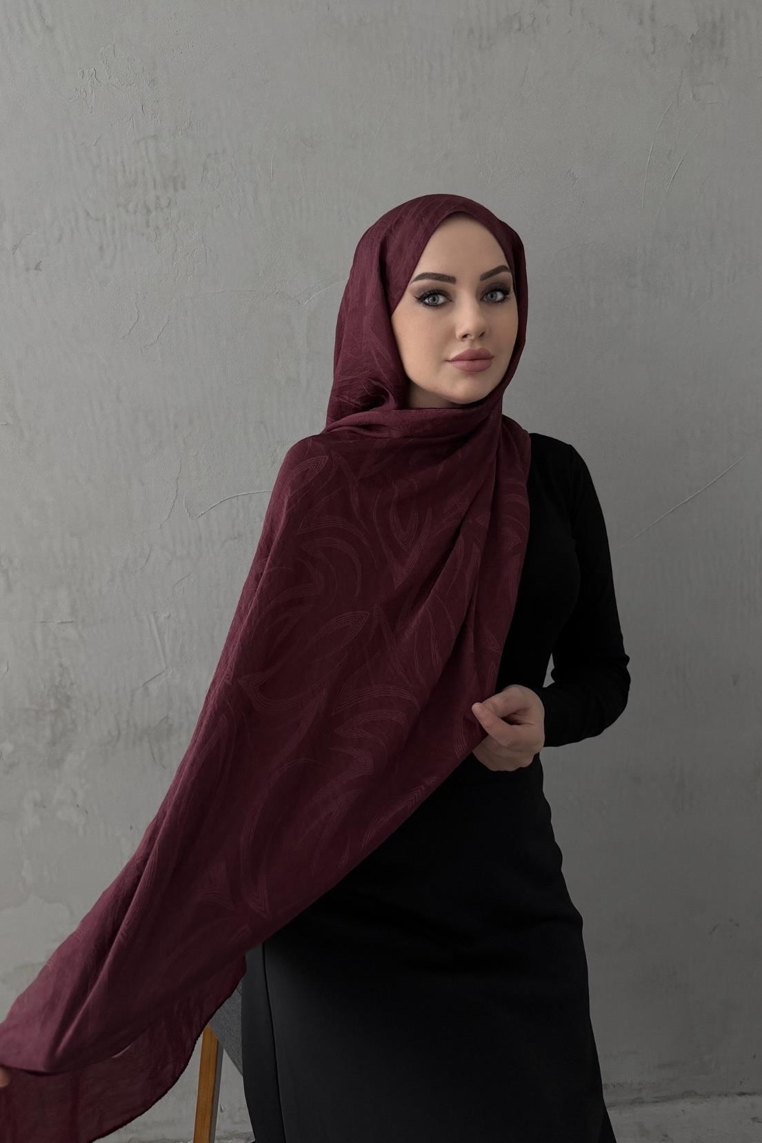Bordo Yade Floş Pamuk Şal