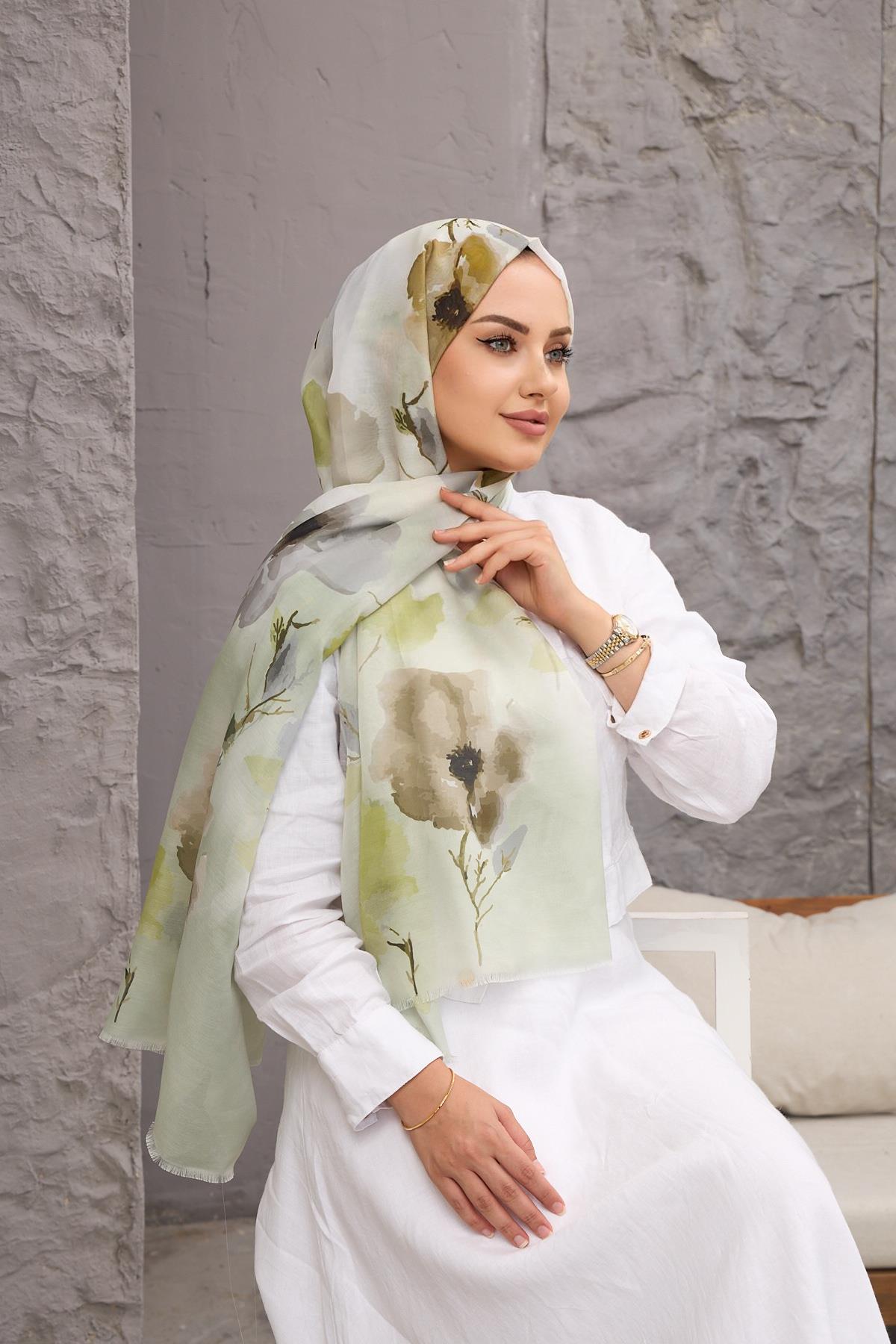 Çağla Yeşili Pamuk İpek Şal 