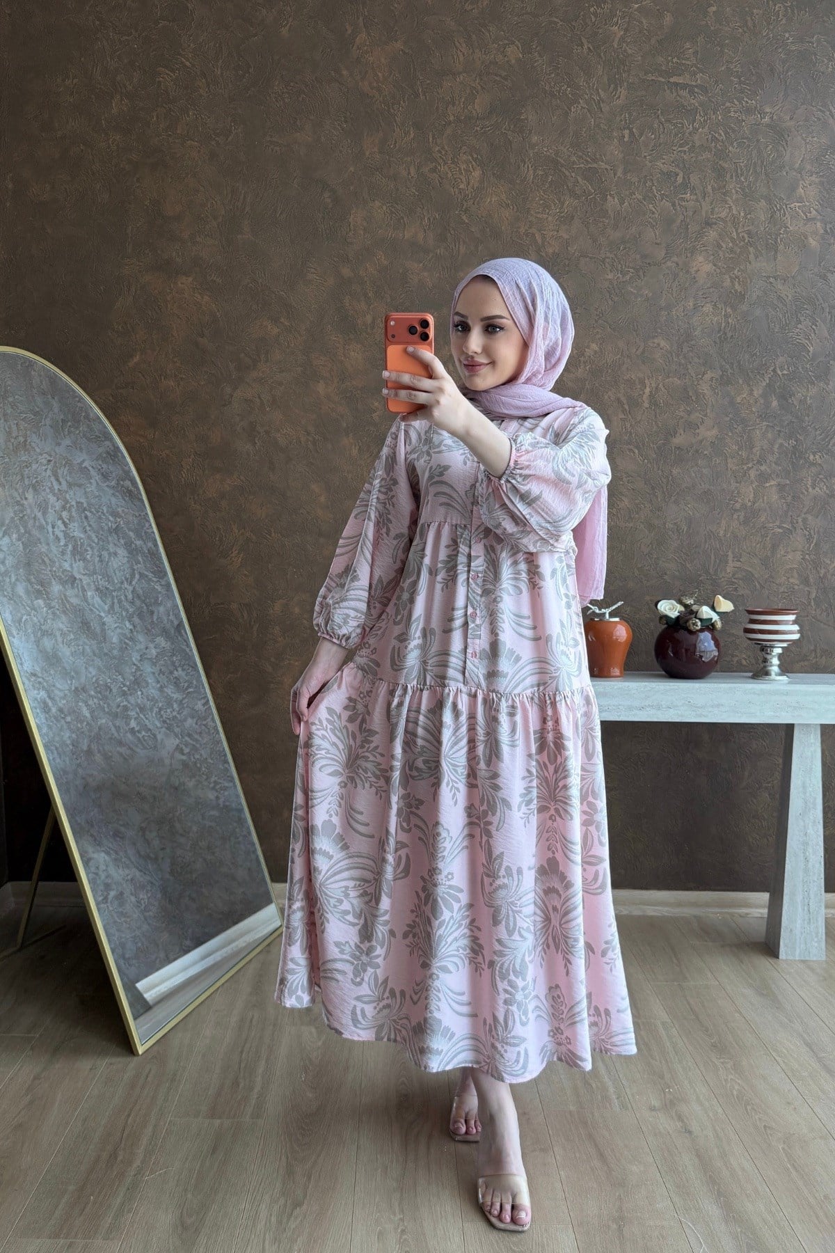 Candy Pamuk Vual Elbise Pudra