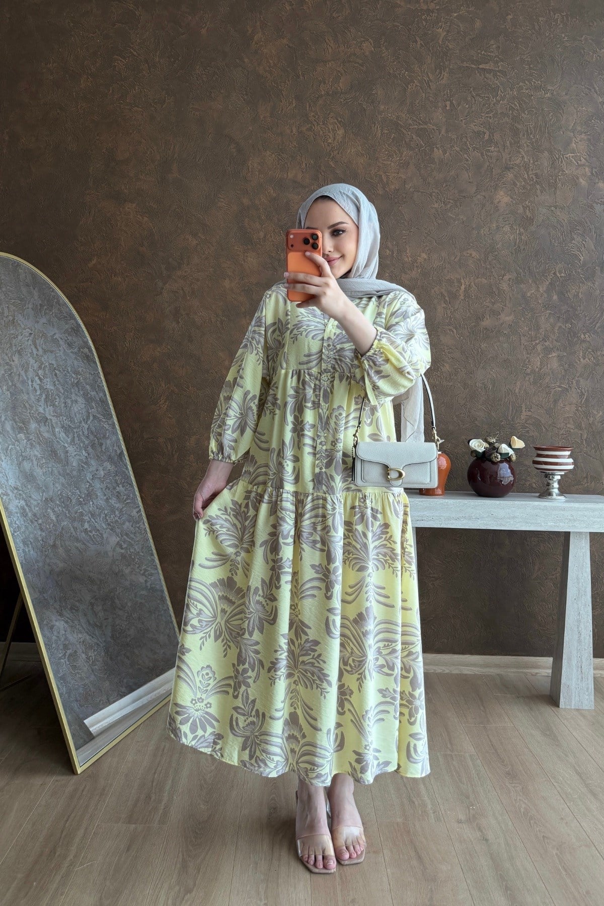 Candy Pamuk Vual Elbise Sarı