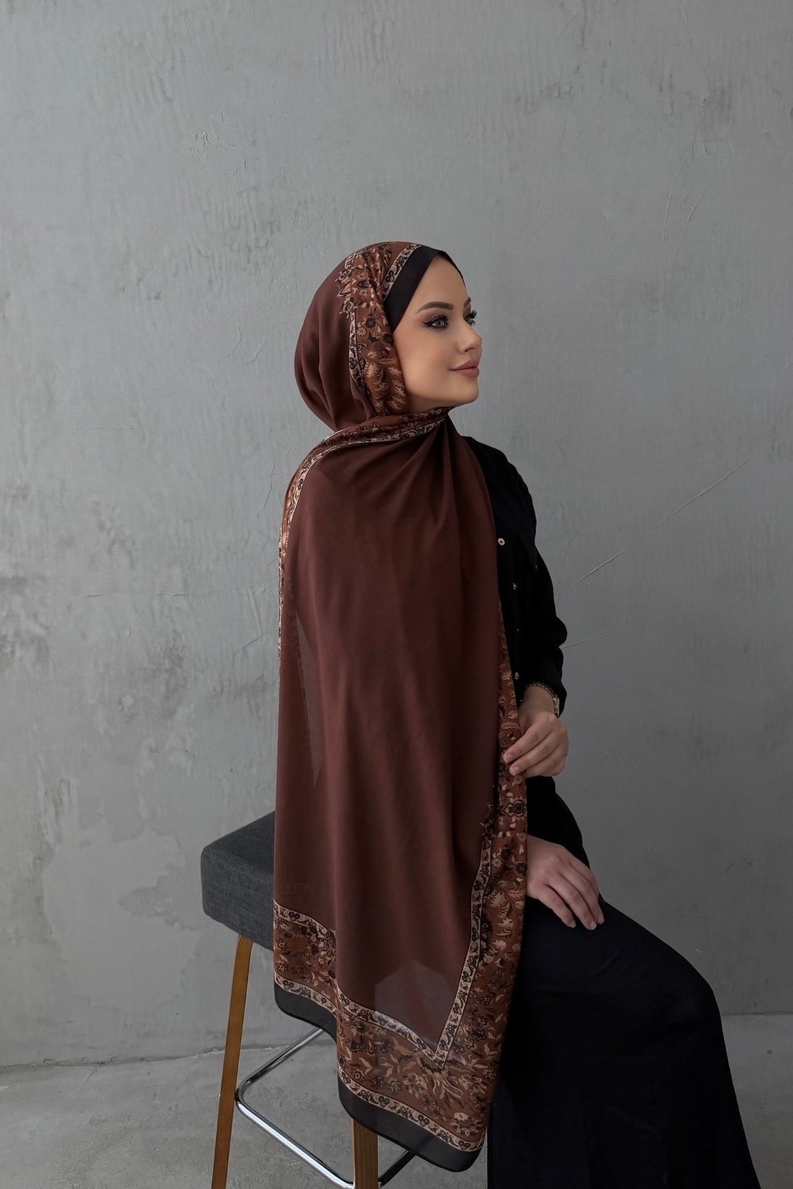 Çikolata Asmin %100 Pamuk Şal 