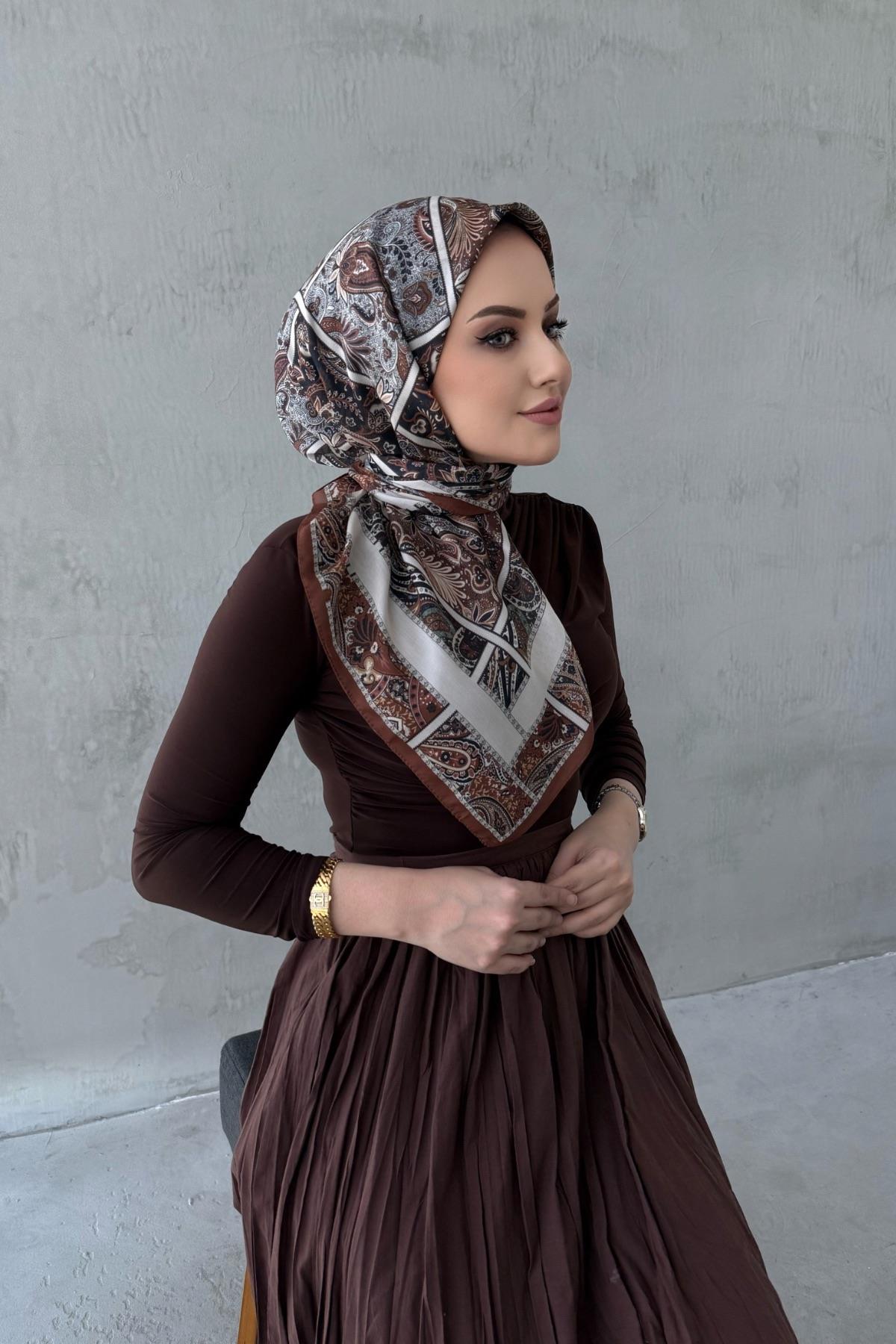 Çikolata Aydilge Bohem Modal İpek Eşarp