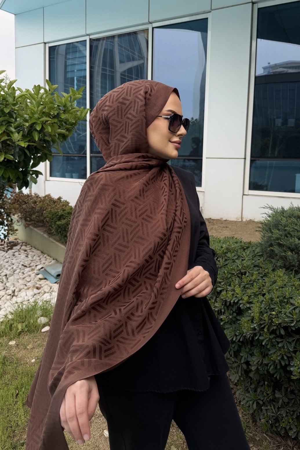 Çikolata Kahve Kibrit Desen Naia Şal 