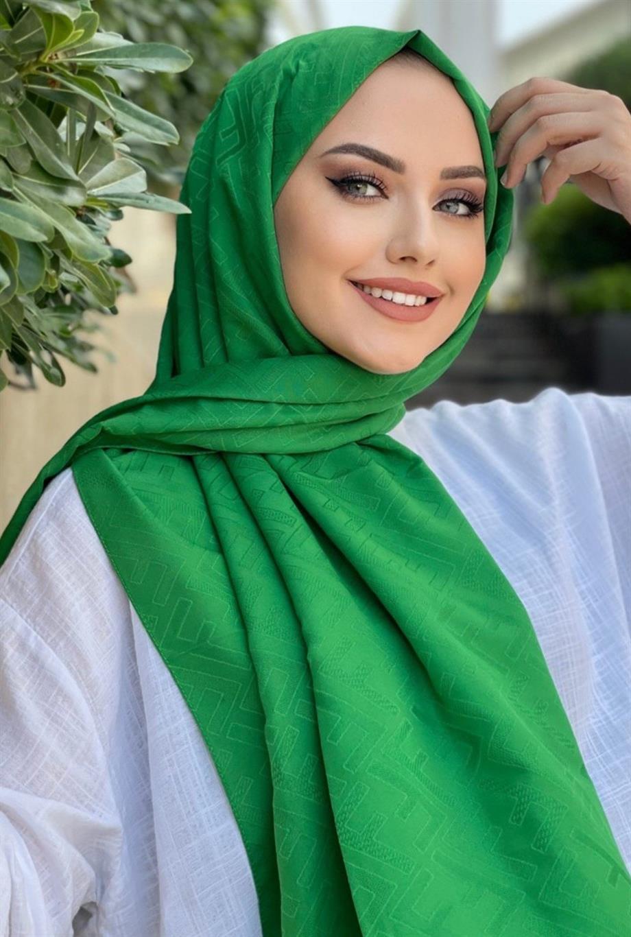 Çimen Yeşili F Desen Şal 