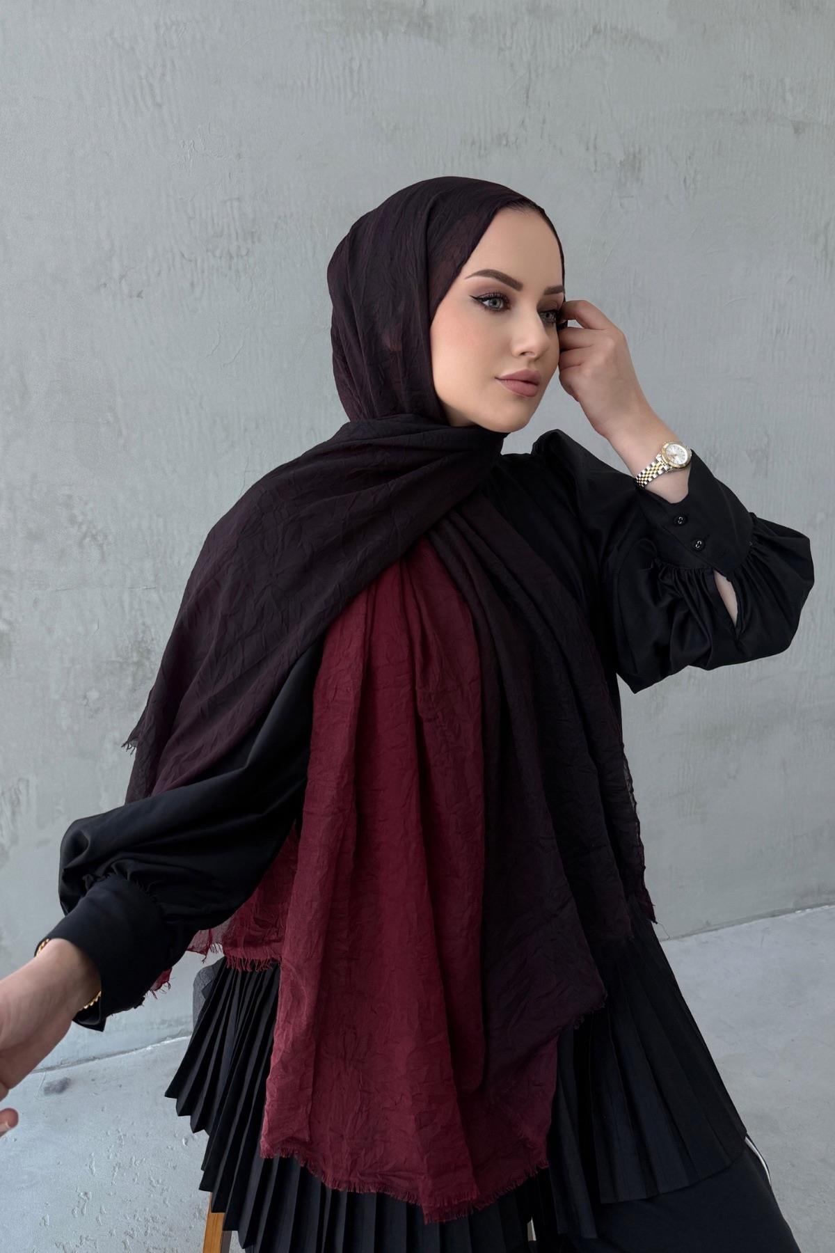 Degrade Konfor Şal Koyu Bordo