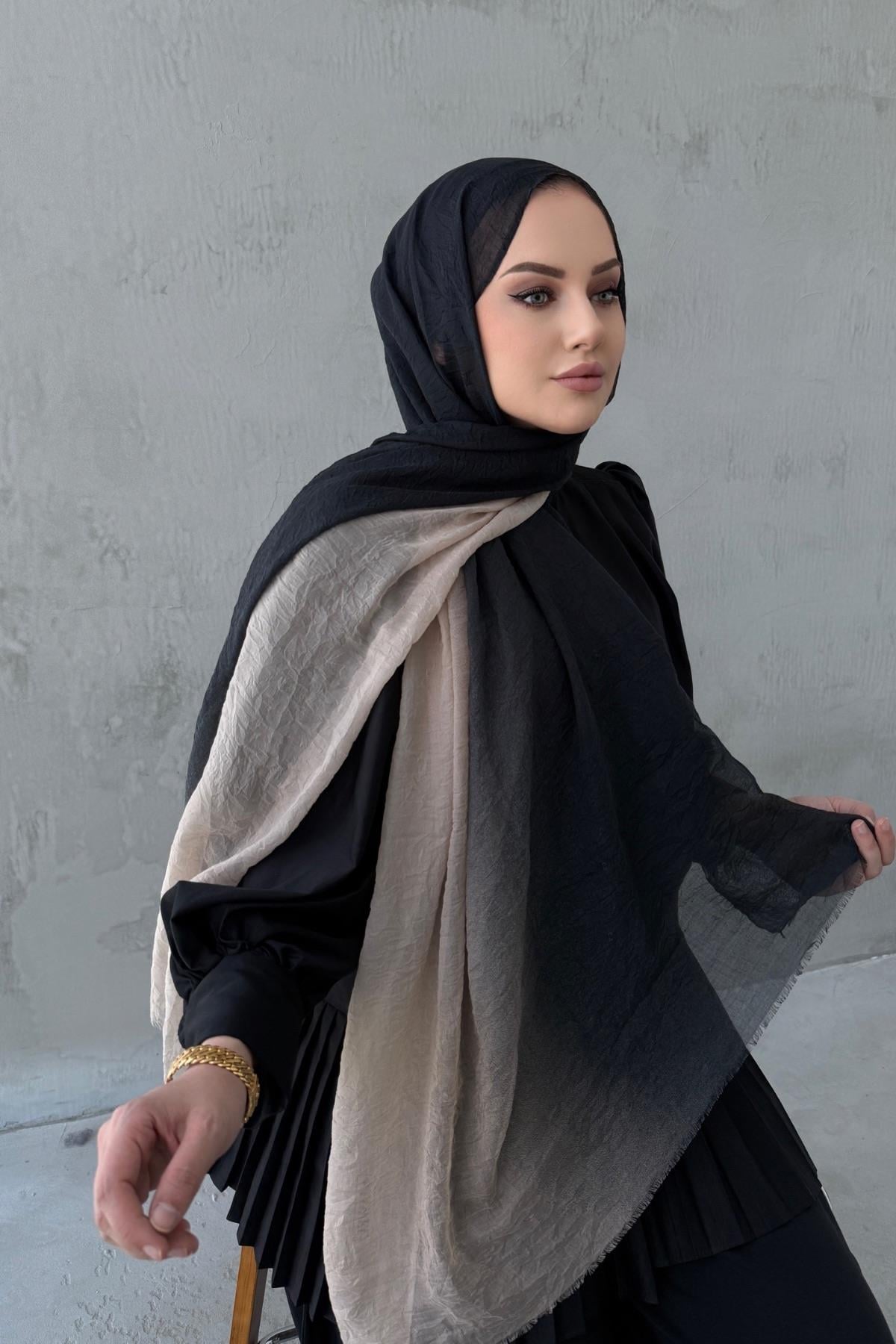 Degrade Konfor Şal Siyah&Açıkvizon