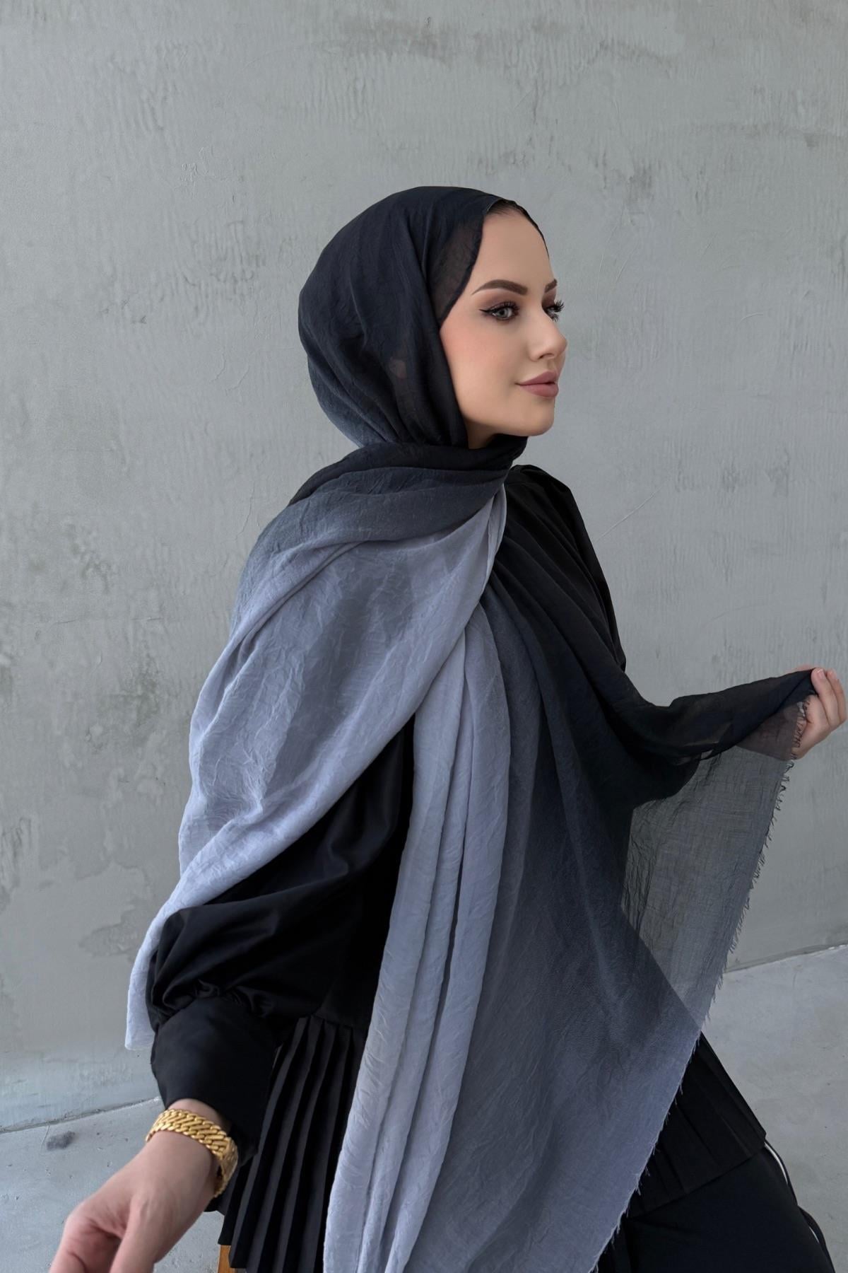 Degrade Konfor Şal Siyah&Gri