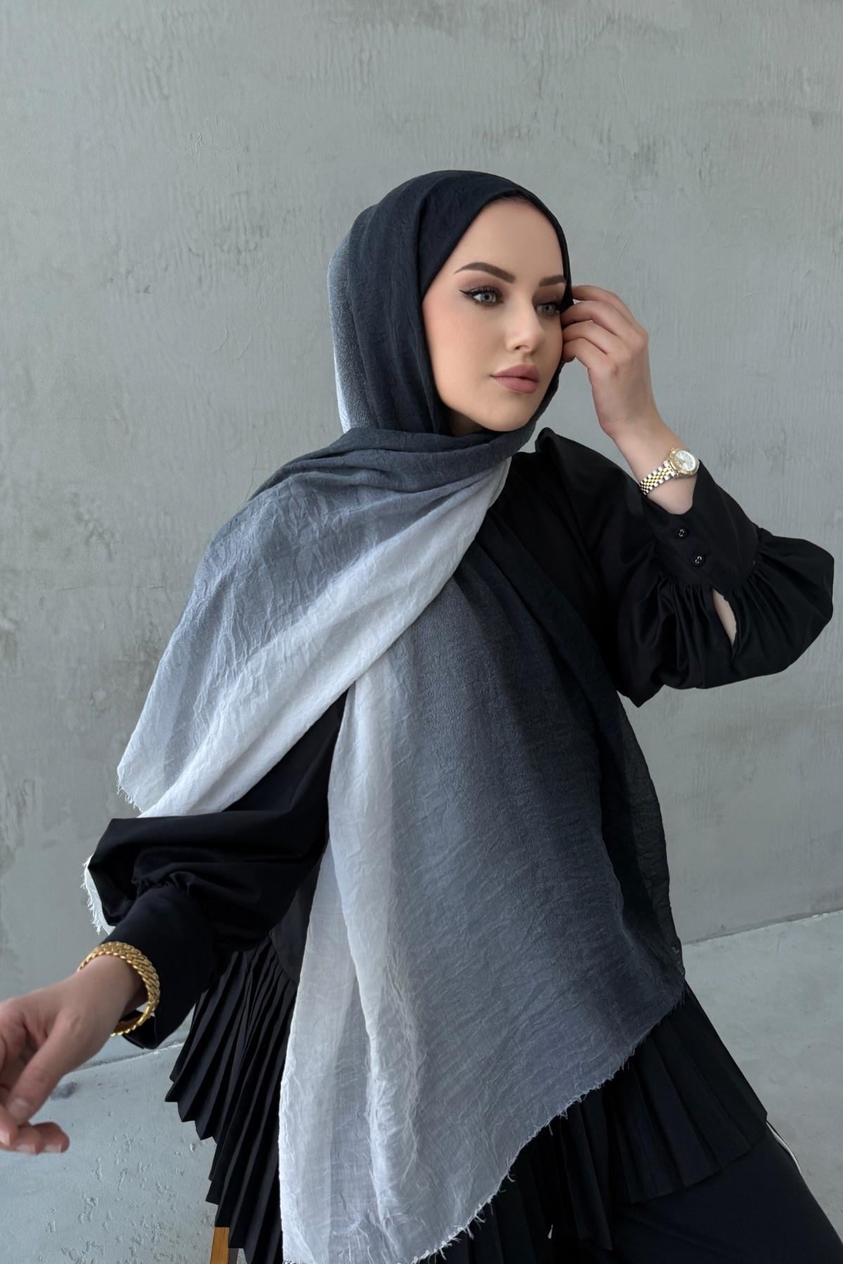 Degrade Konfor Şal Siyah&Taş