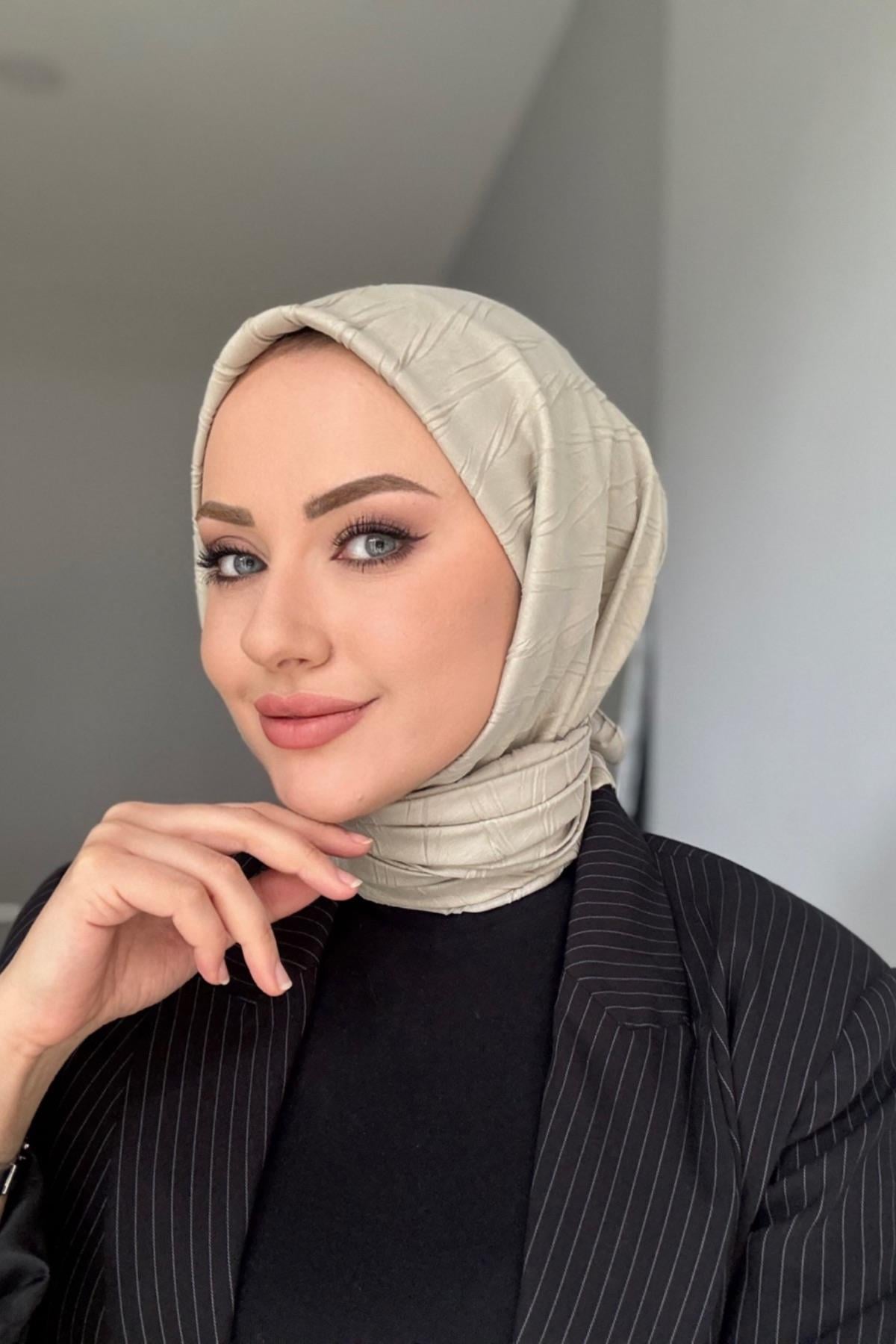 Dokulu bambu eşarp fildişi