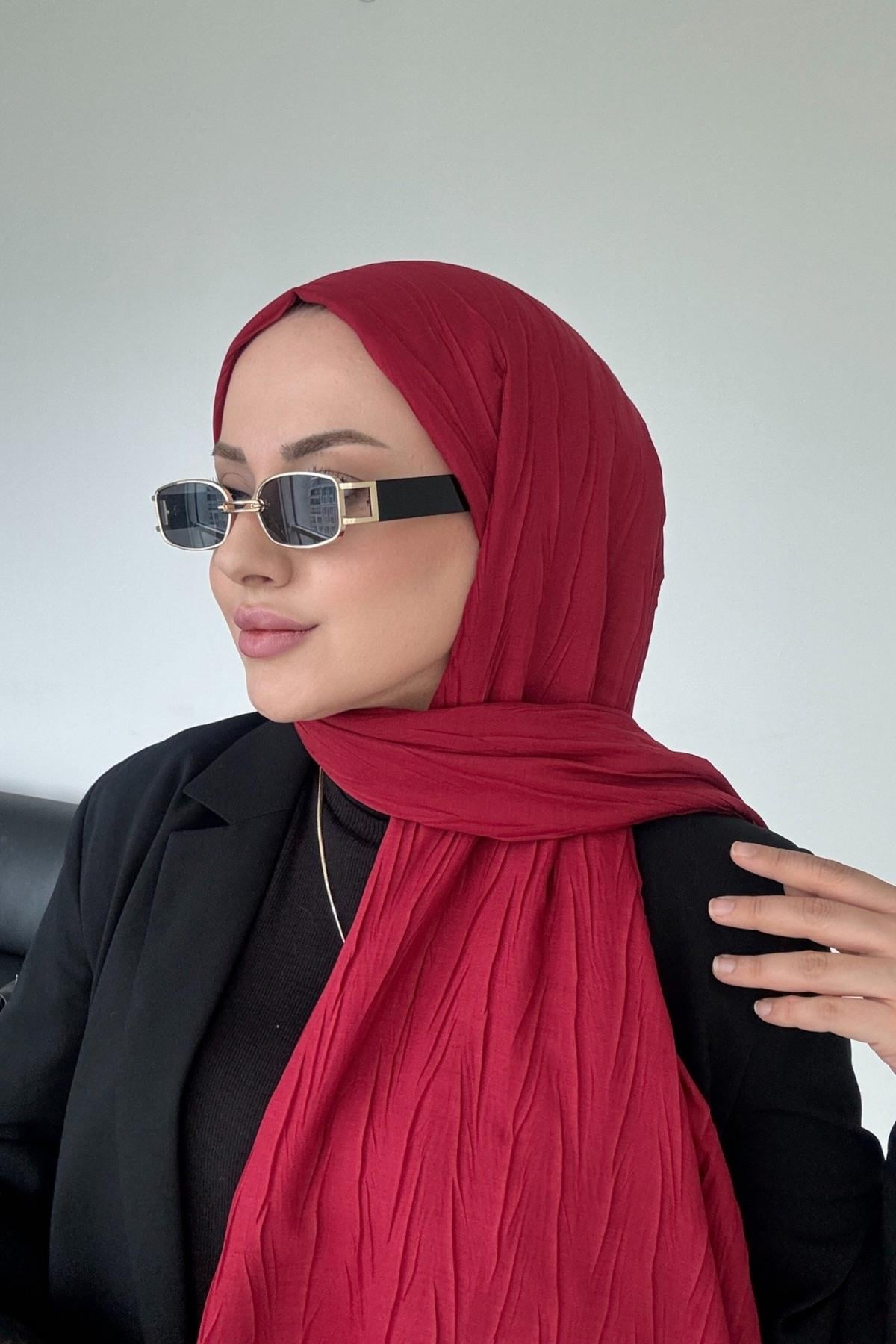 Dokulu Bambu Şal Bordo