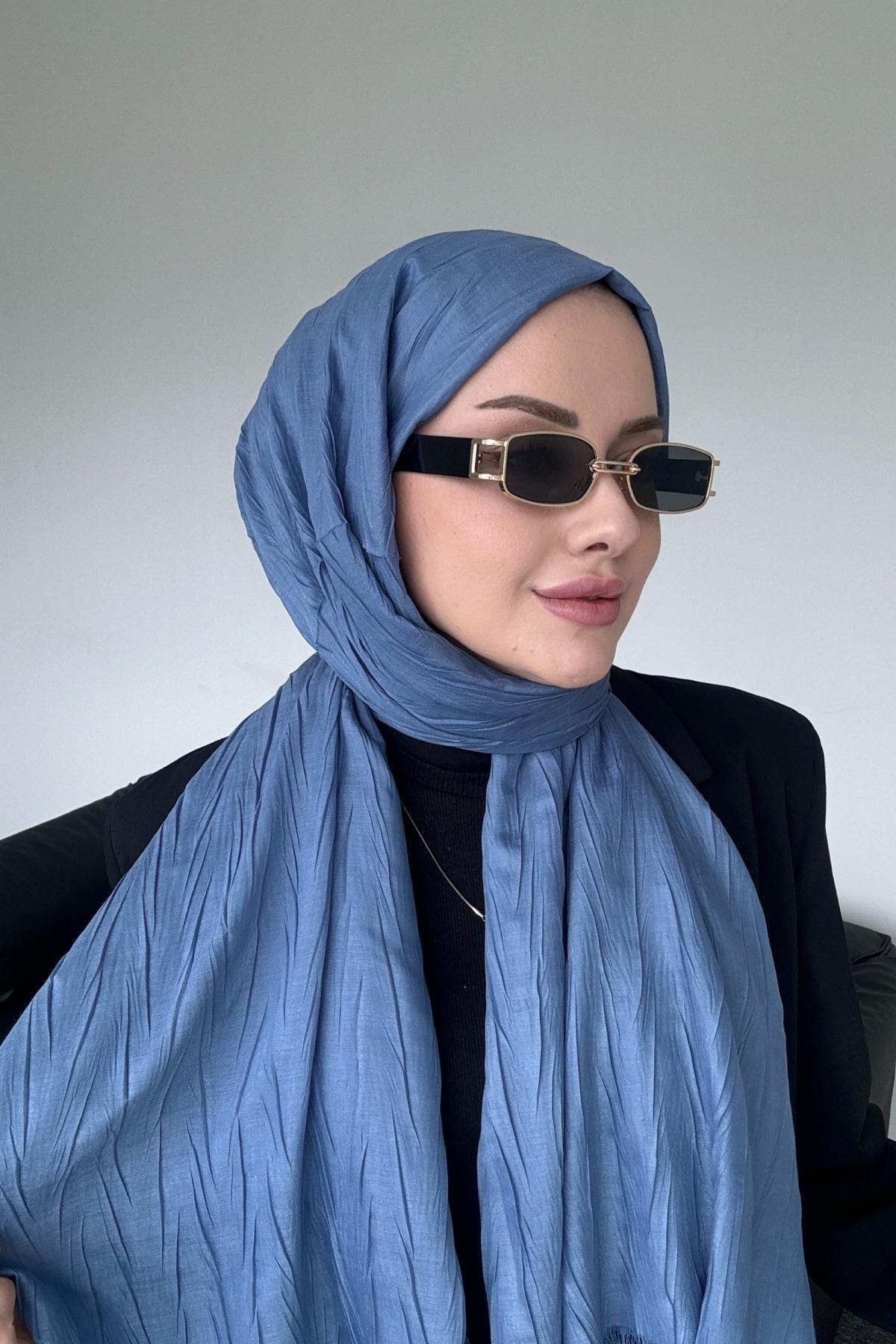 Dokulu Bambu Şal İndigo