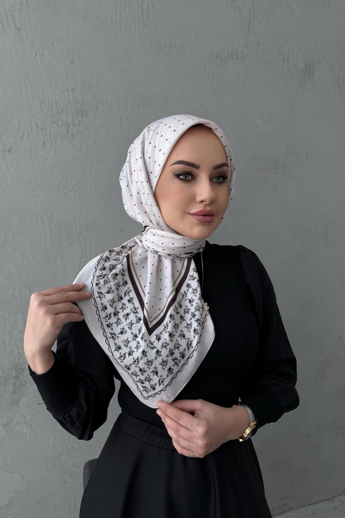 Ekru Eyşan Modal İpek Eşarp