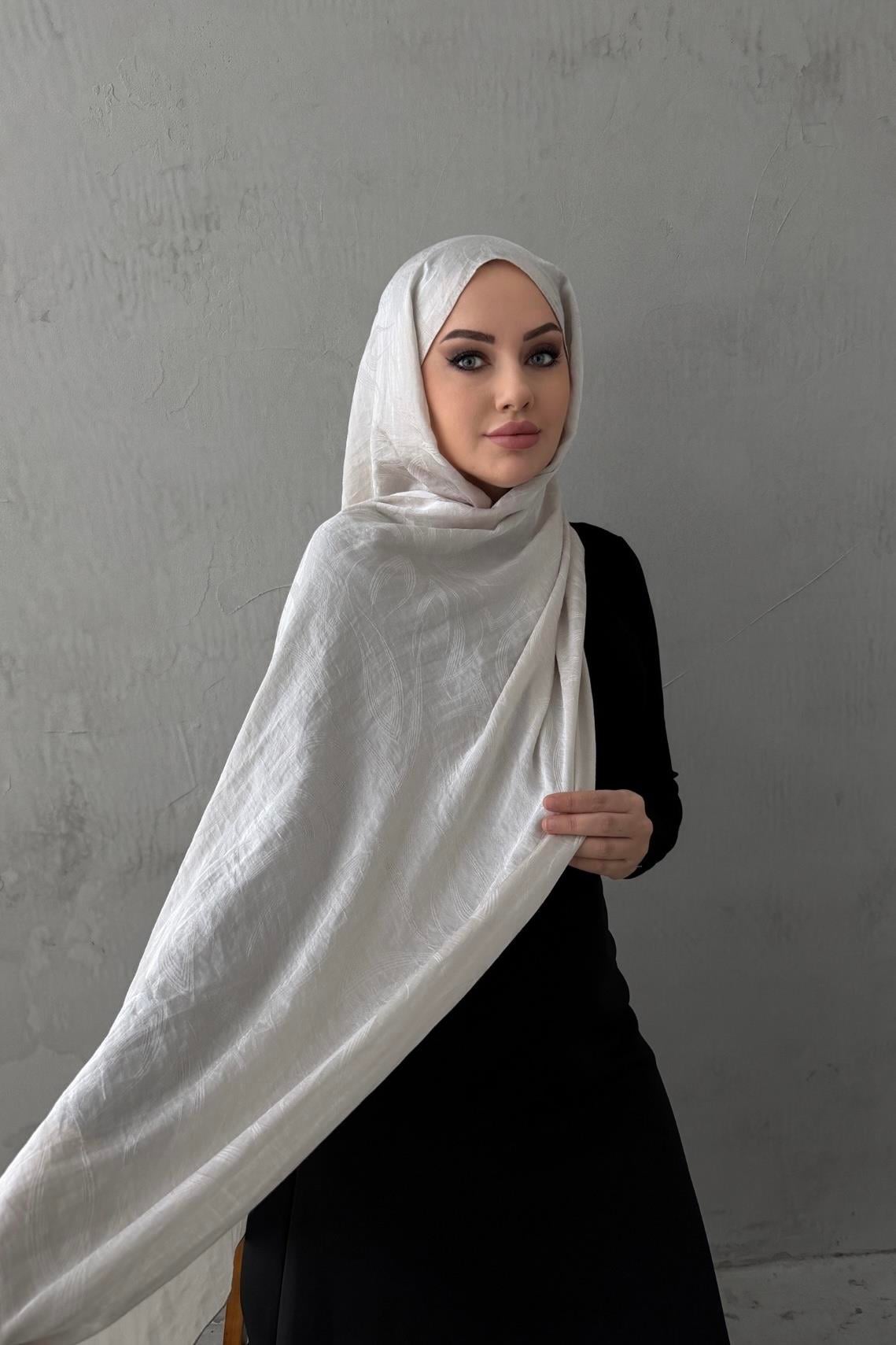 Ekru Yade Floş Pamuk Şal