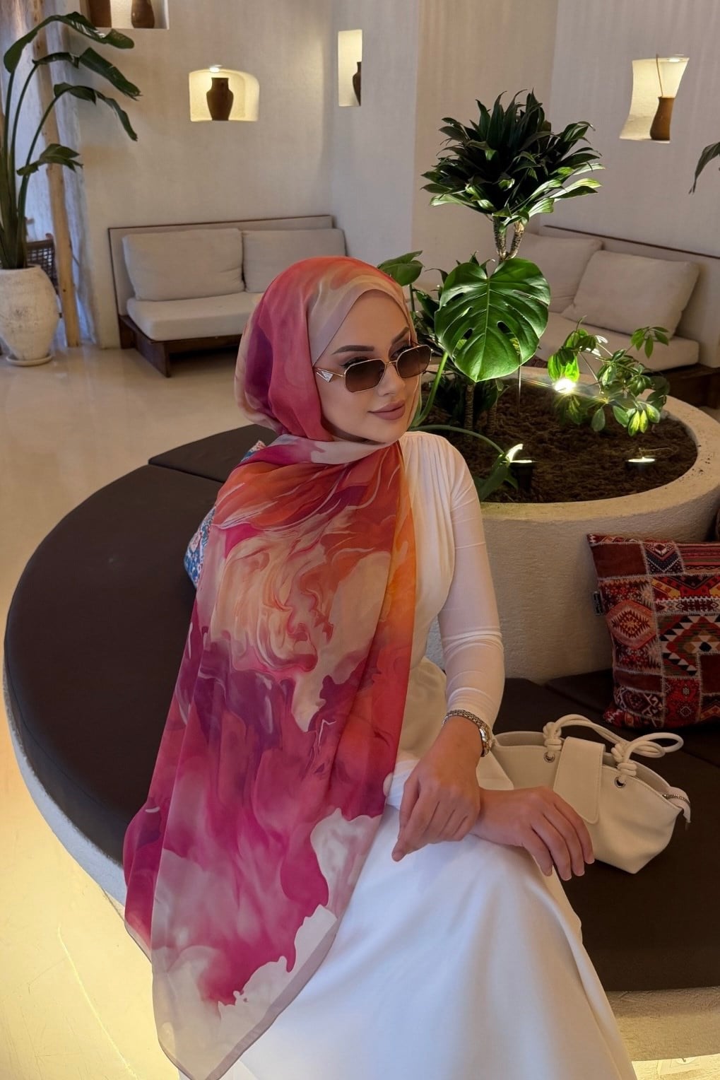 Fuşya Lavinya %100 Pamuk Şal