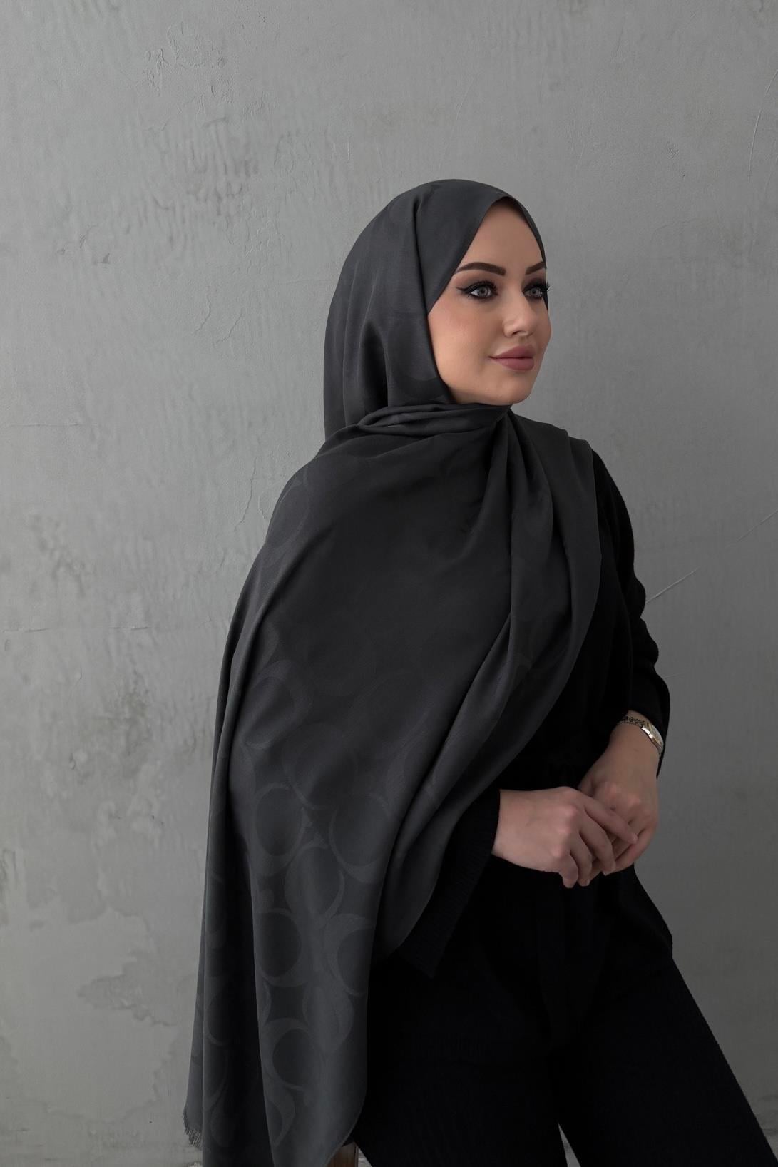 Gri Coac Yün İpek Şal 