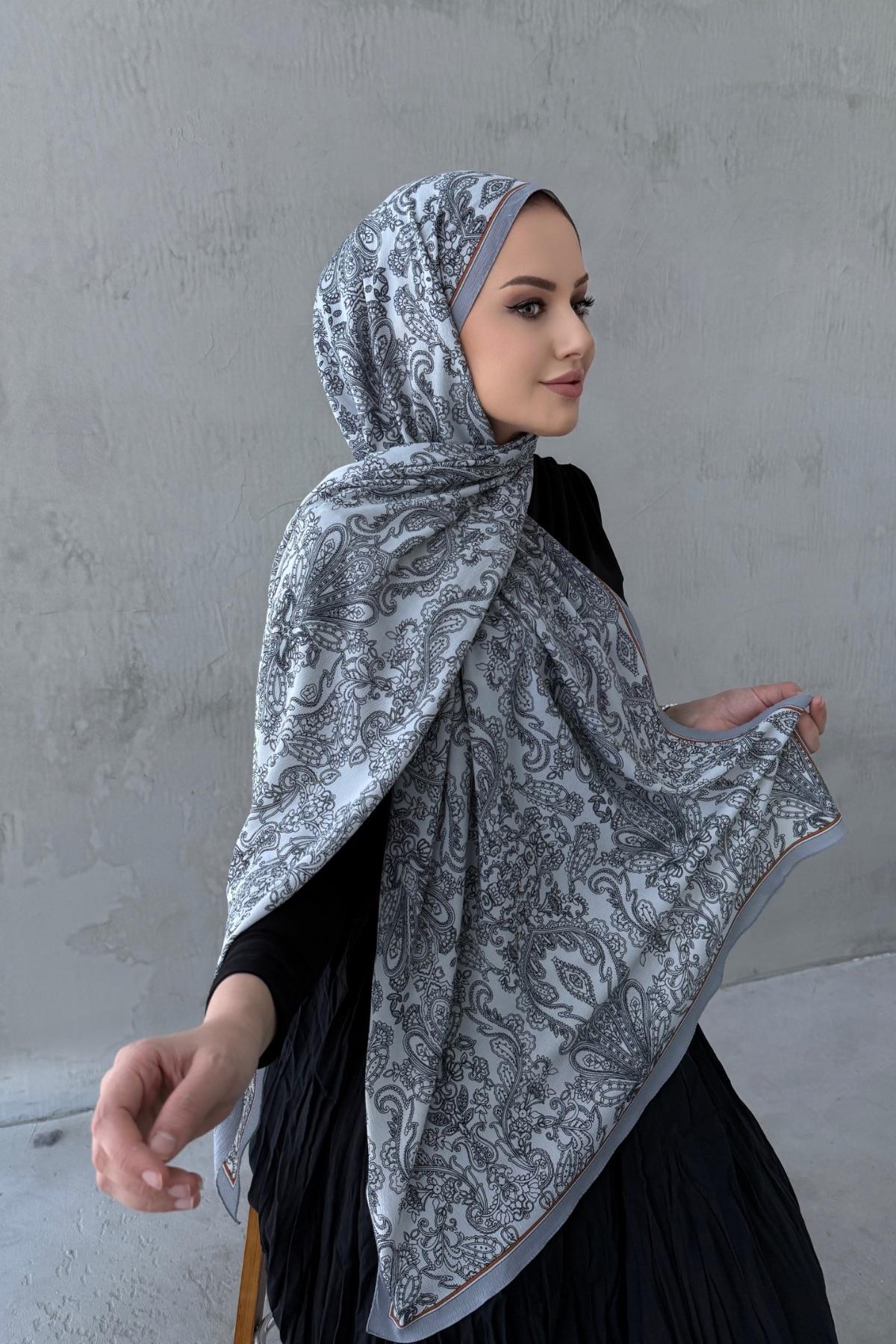 Gri Meyra Modal Krinkıl Şal