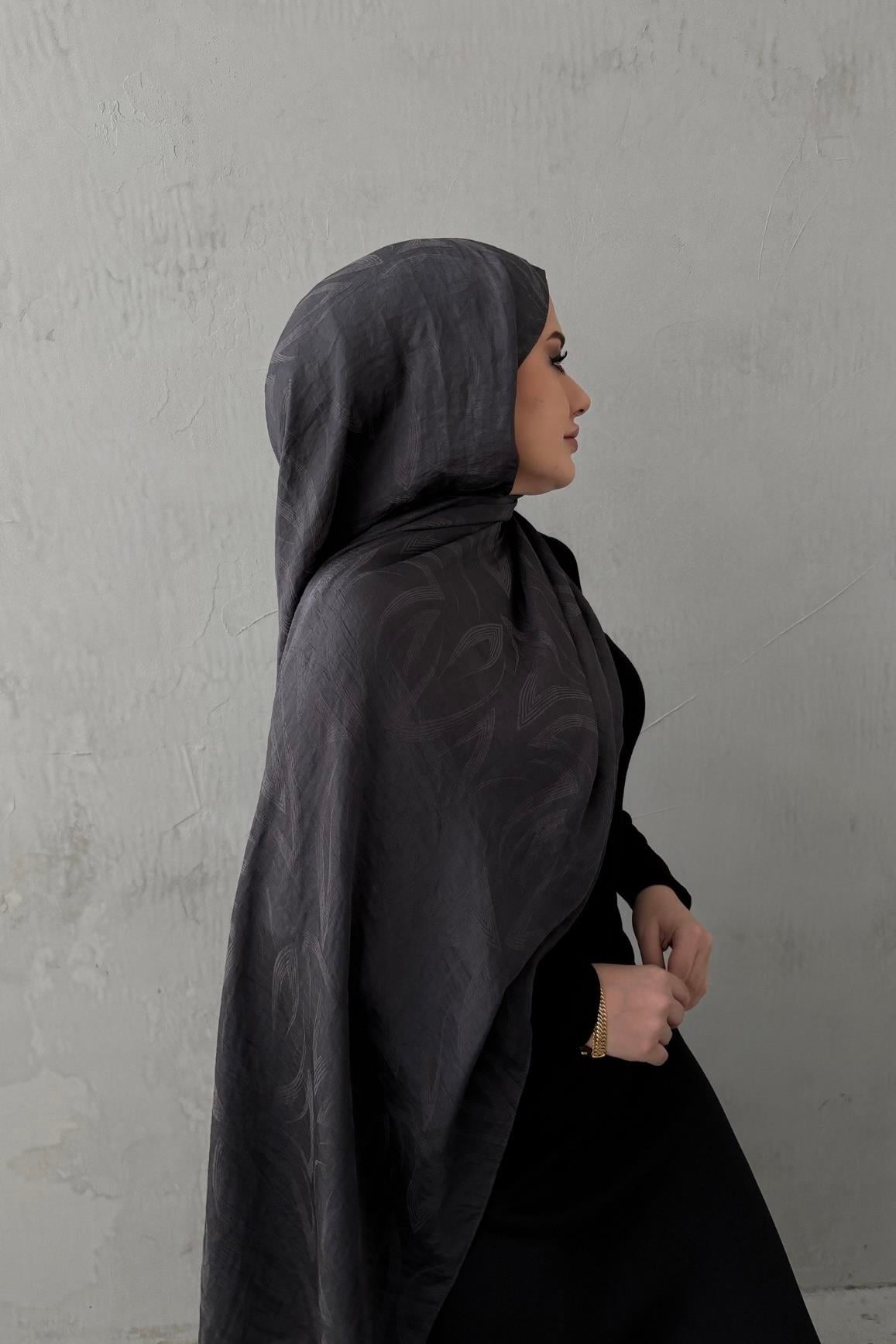 Gri Yade Floş Pamuk Şal