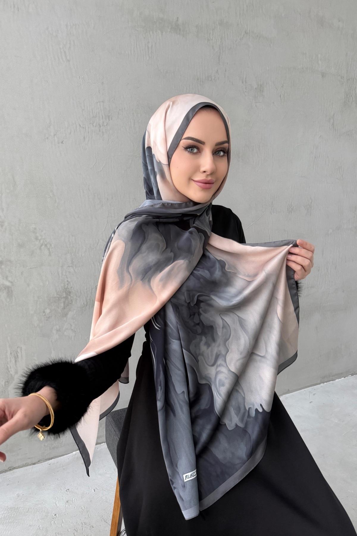 Gri&Pudra Eftelya Kumlu İpek Şal 