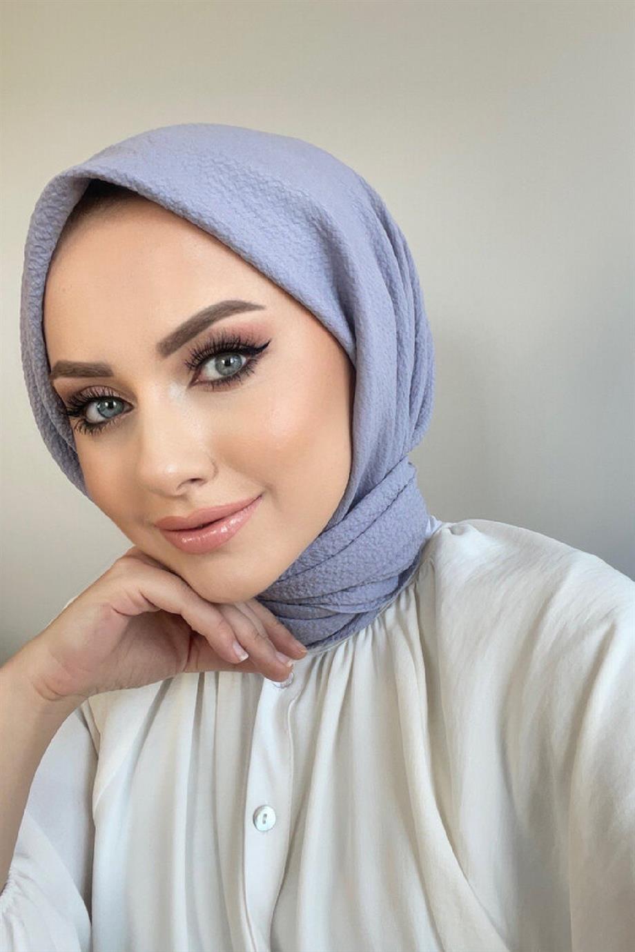 Gümüş Gri Naturel Eşarp 