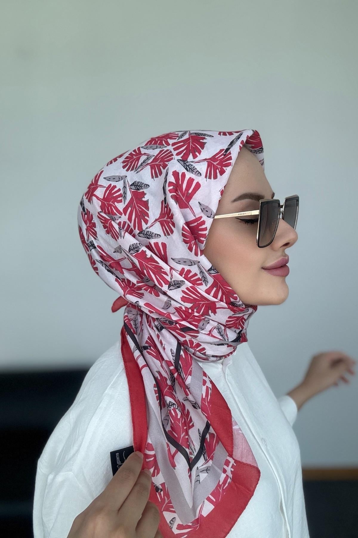 Hazan Dijital Soft Eşarp Kırmızı