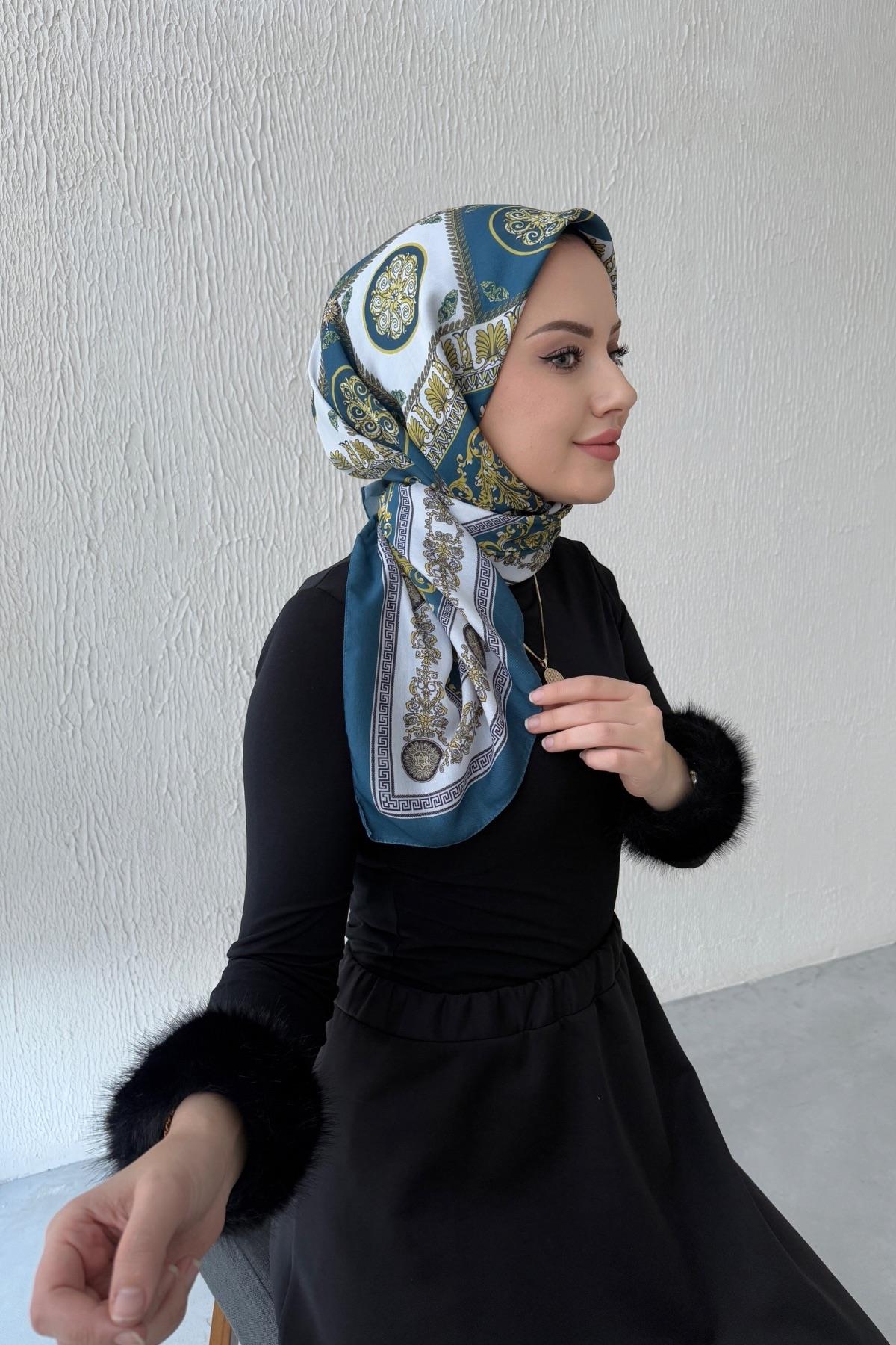 İndigo Versac Desen Dijital Soft Eşarp