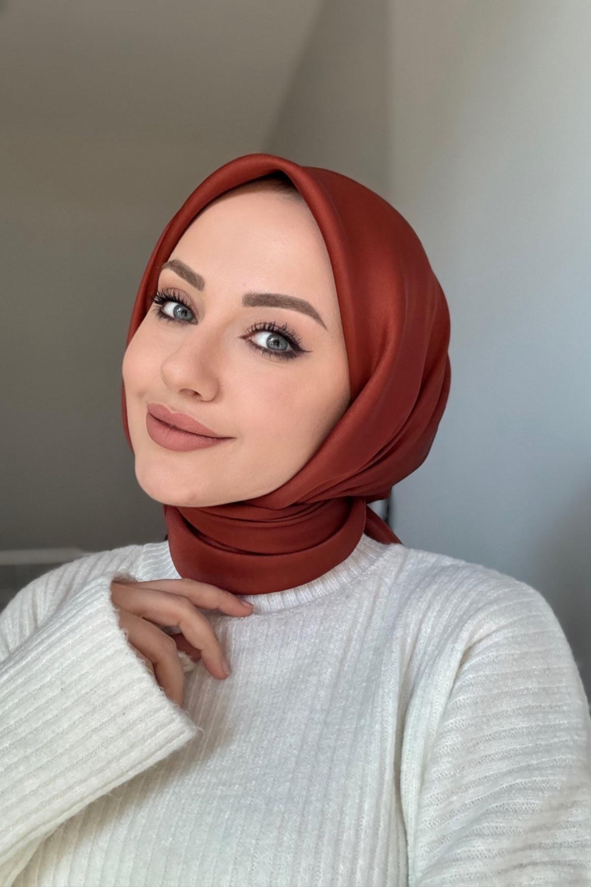 İpeksi jakar esarp kiremit