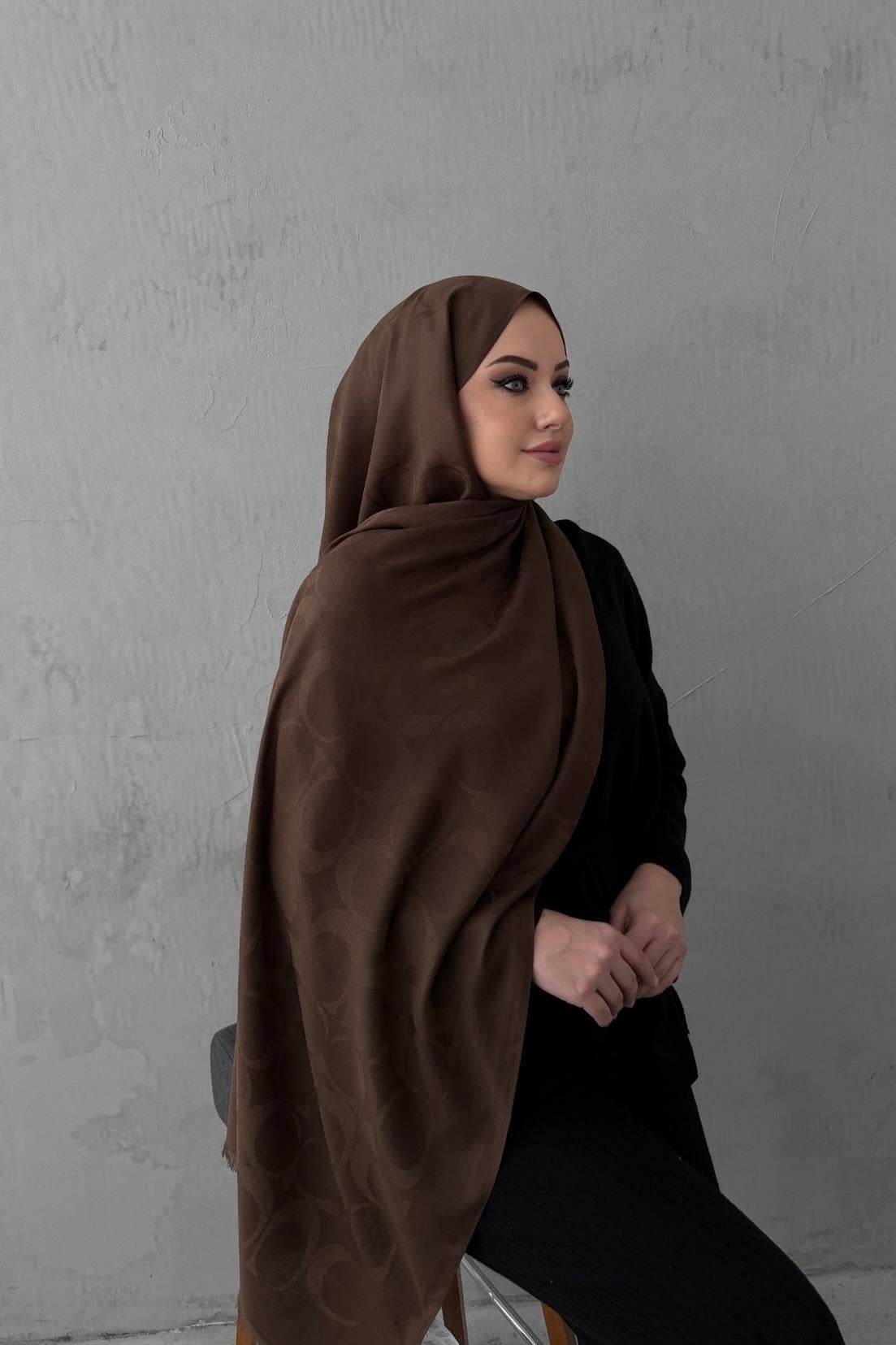 Kahverengi Coac Yün İpek Şal 