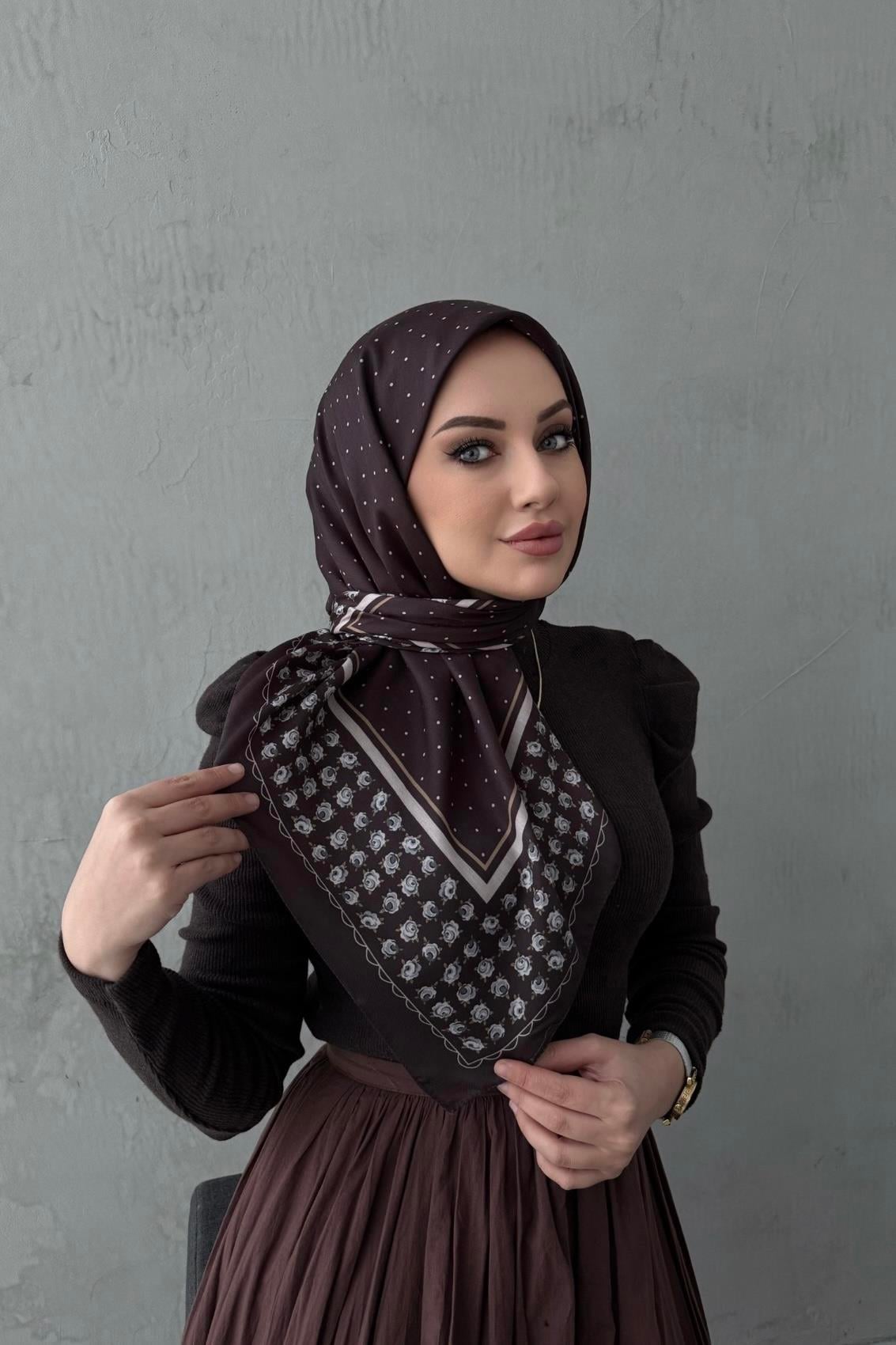 Kahverengi Eyşan Modal İpek Eşarp