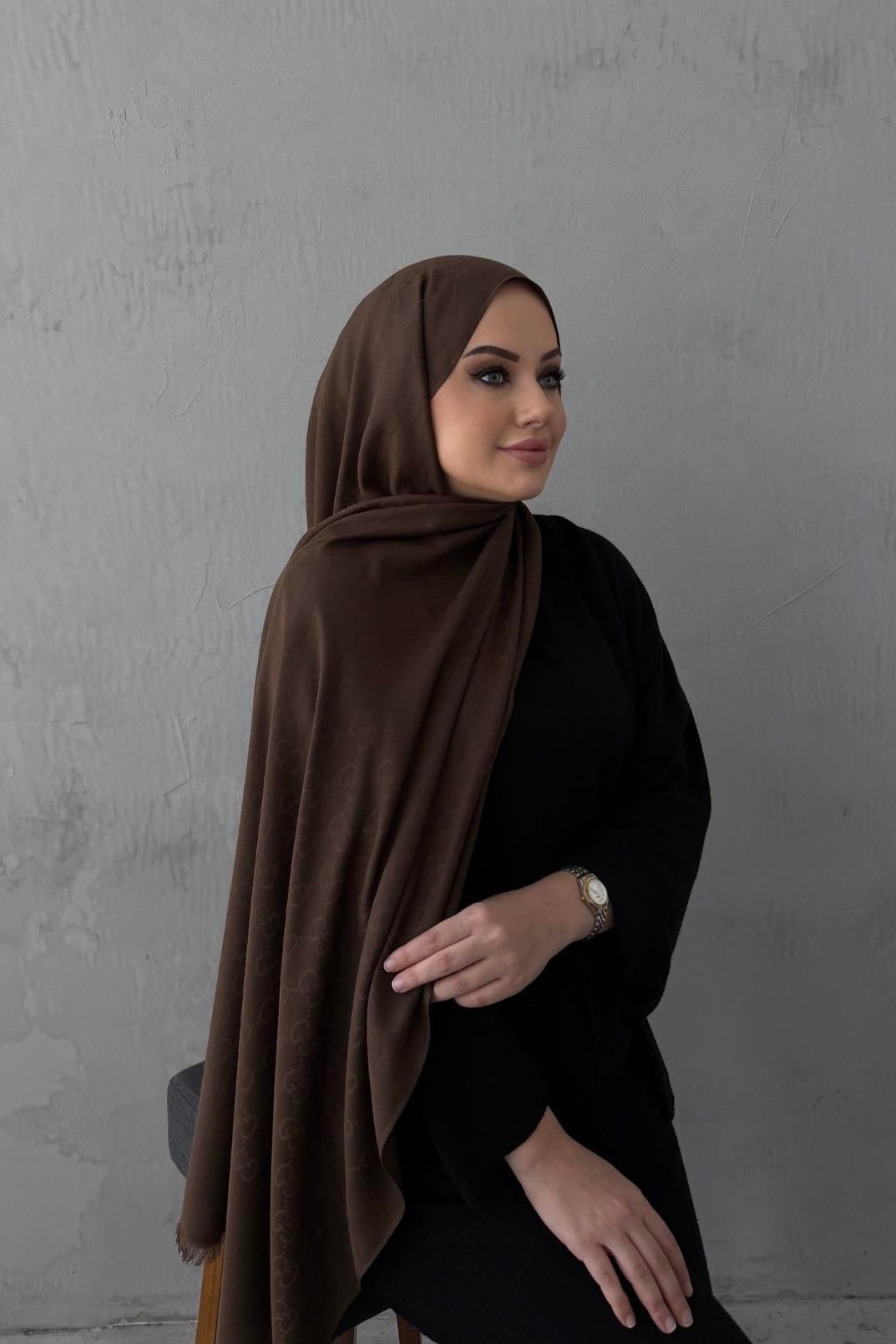 Kahverengi Gucci Yün İpek Şal 