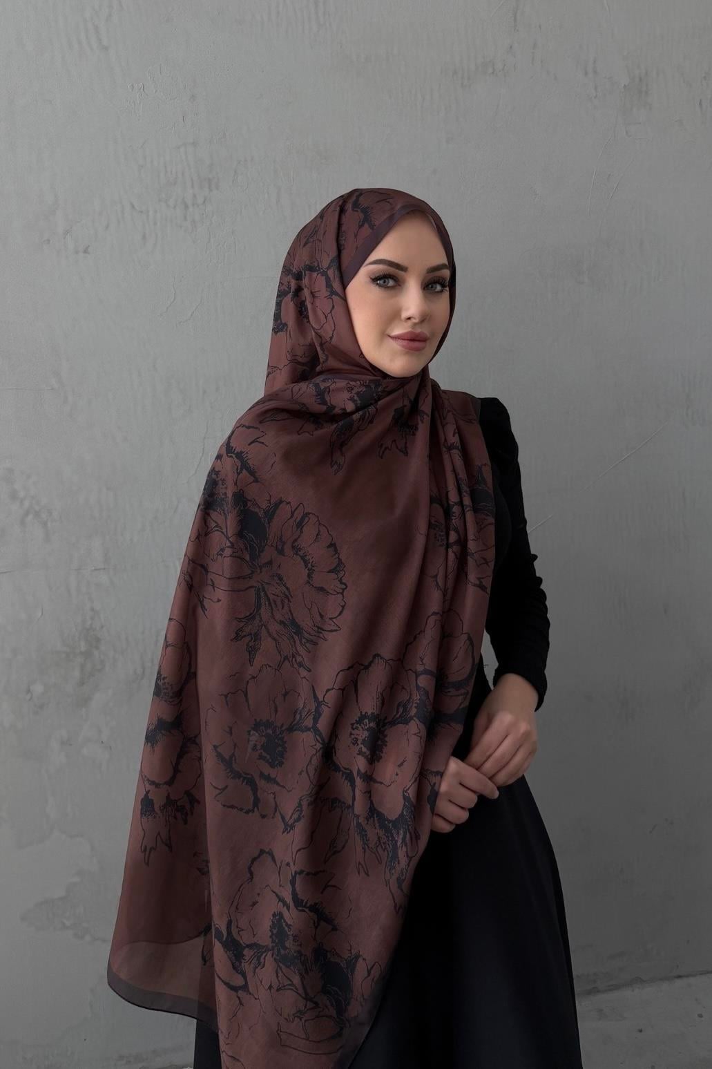 Kahverengi Kayla Modal İpek Şal 