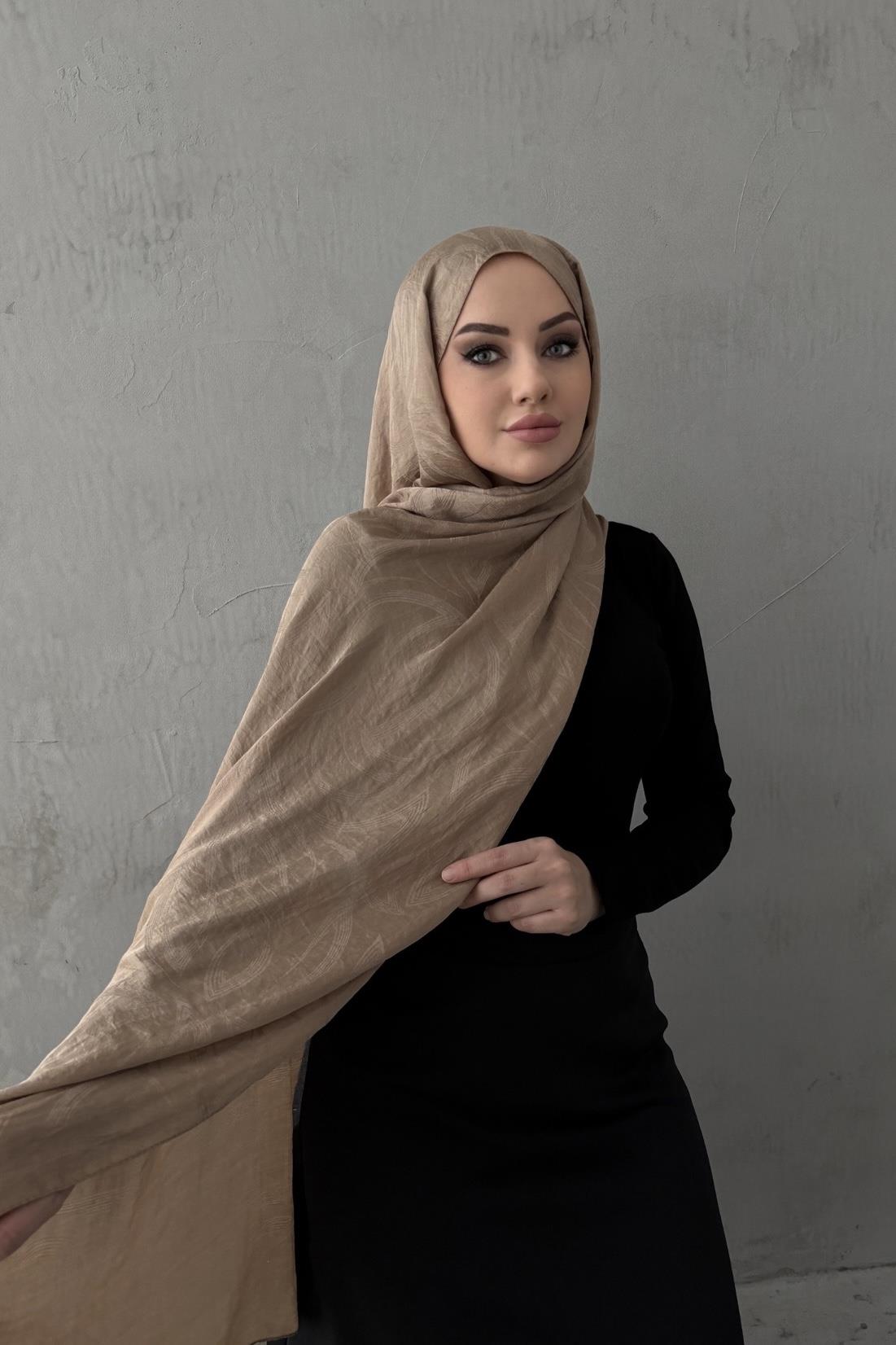 Karamel Yade Floş Pamuk Şal