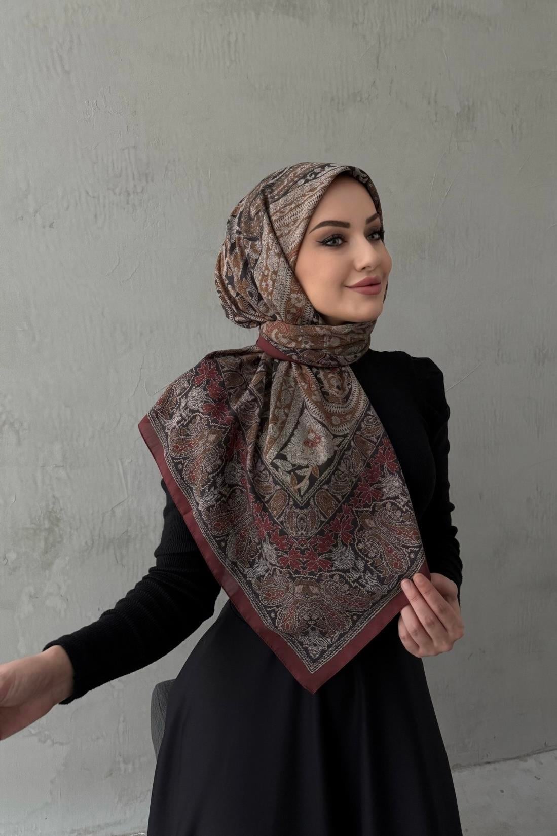 Kiremit Beliz Bohem Modal İpek Şaleşarp