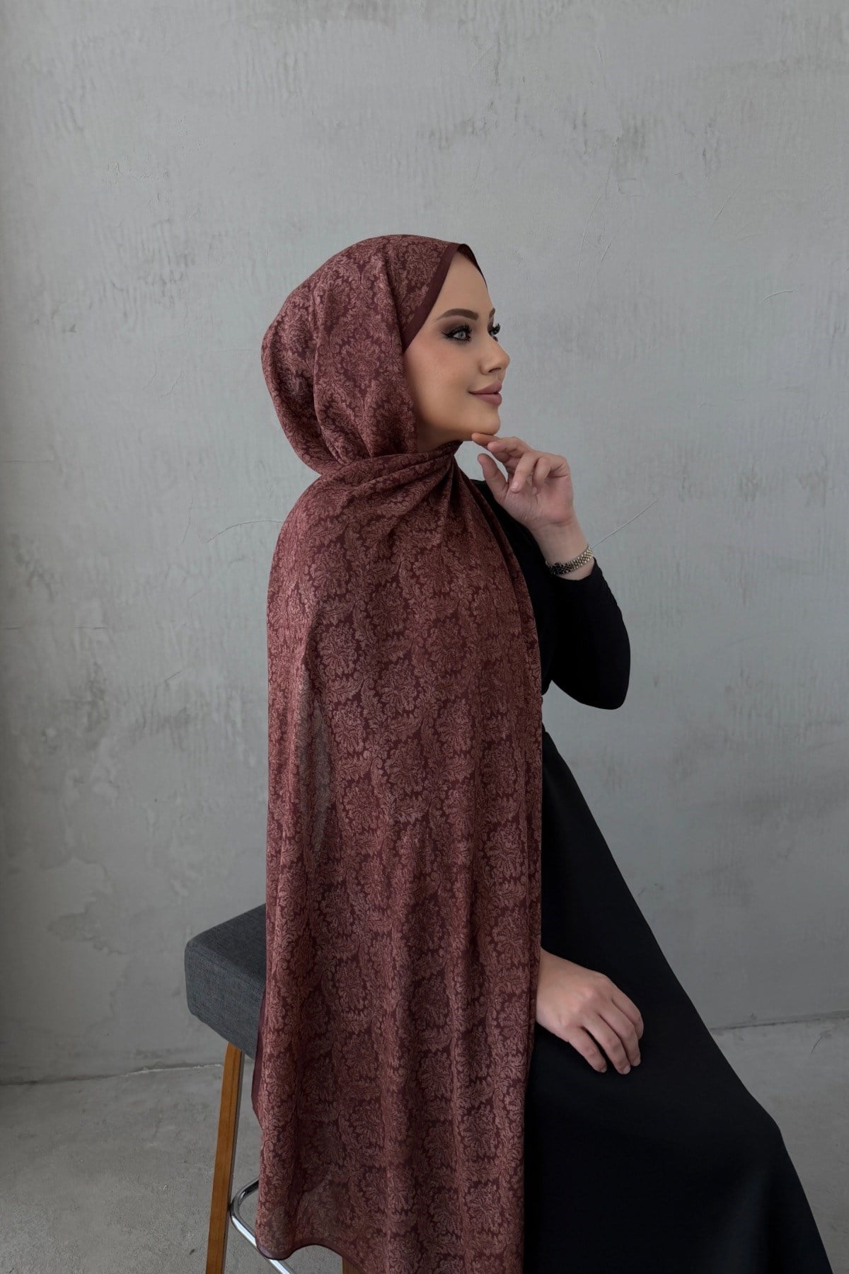 Koyu Bordo Laura %100 Pamuklu Şal