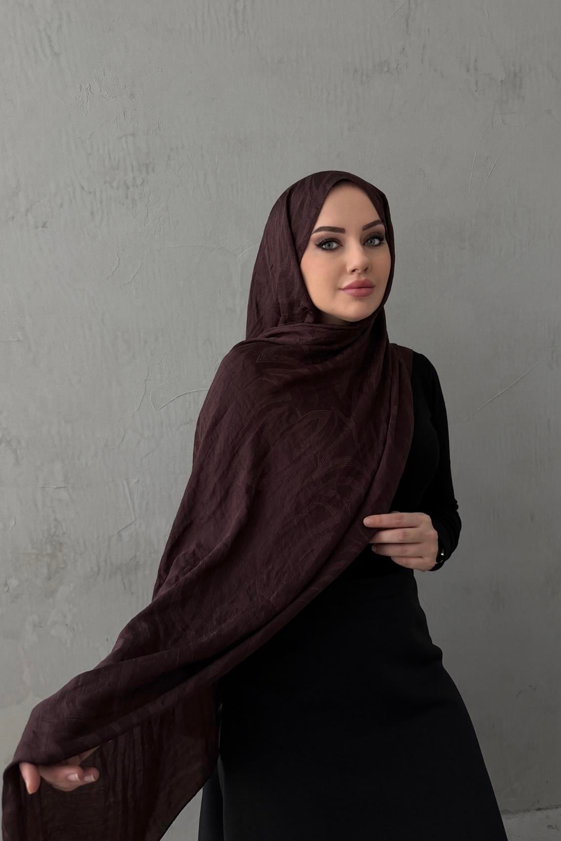 Koyu Kahverengi Yade Floş Pamuk Şal