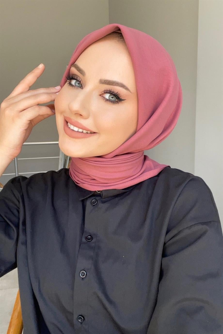 Koyu Pembe Pamuk Caz Eşarp