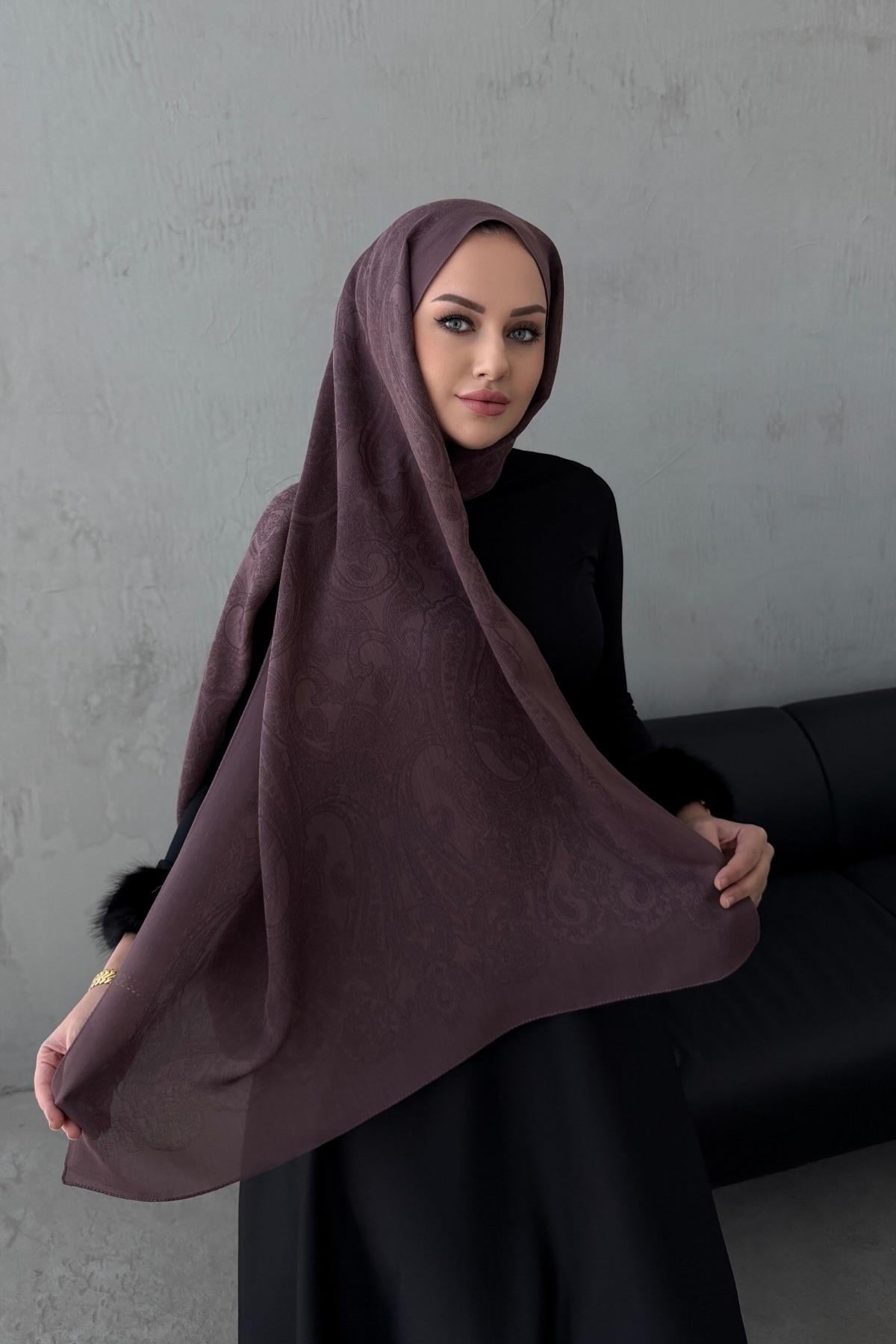 Koyu Vizon Helena Pamuk Kaşmir Şal