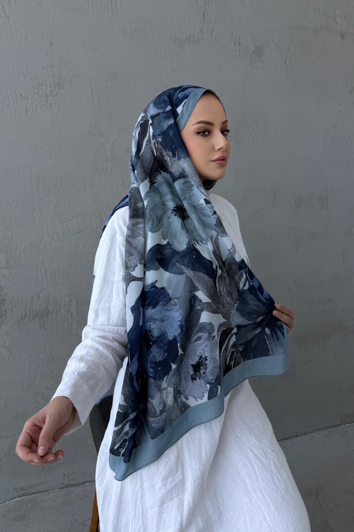 Koza %100 Pamuk Şal İndigo