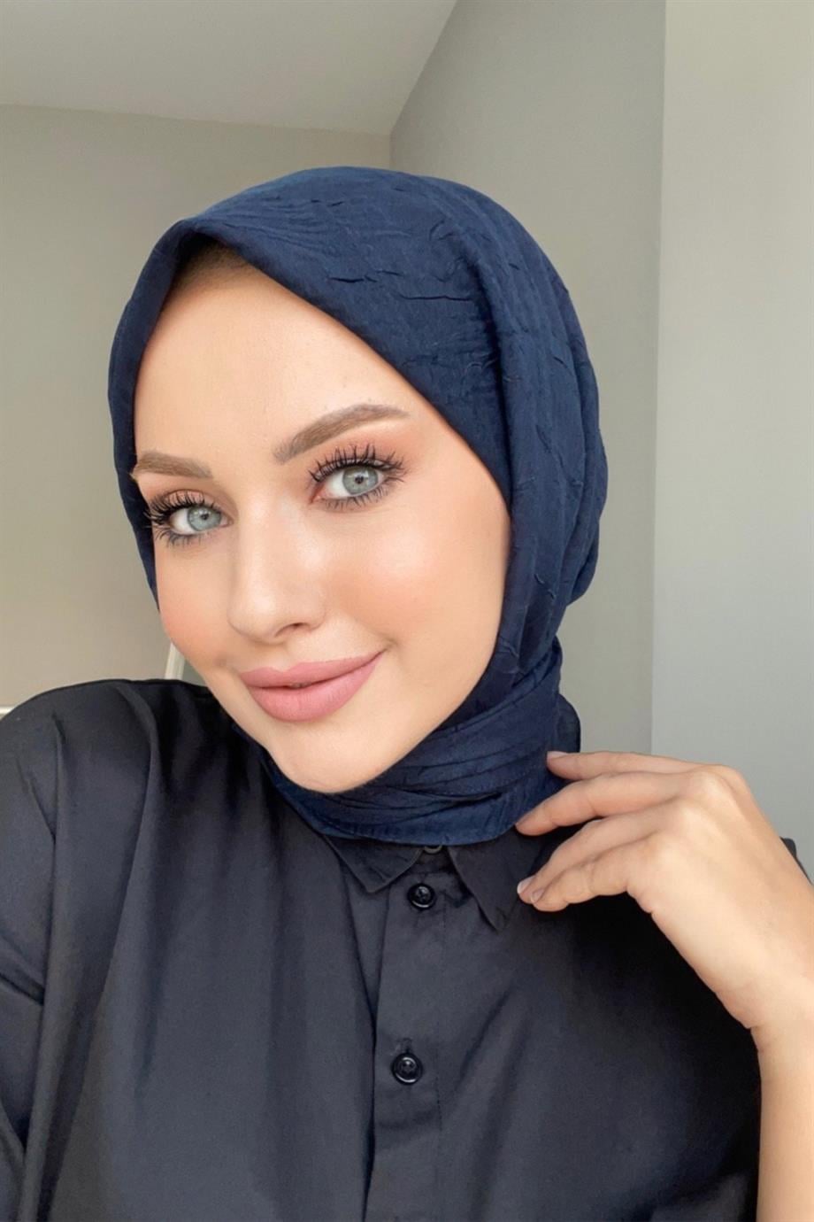 Lacivert Bambu Eşarp