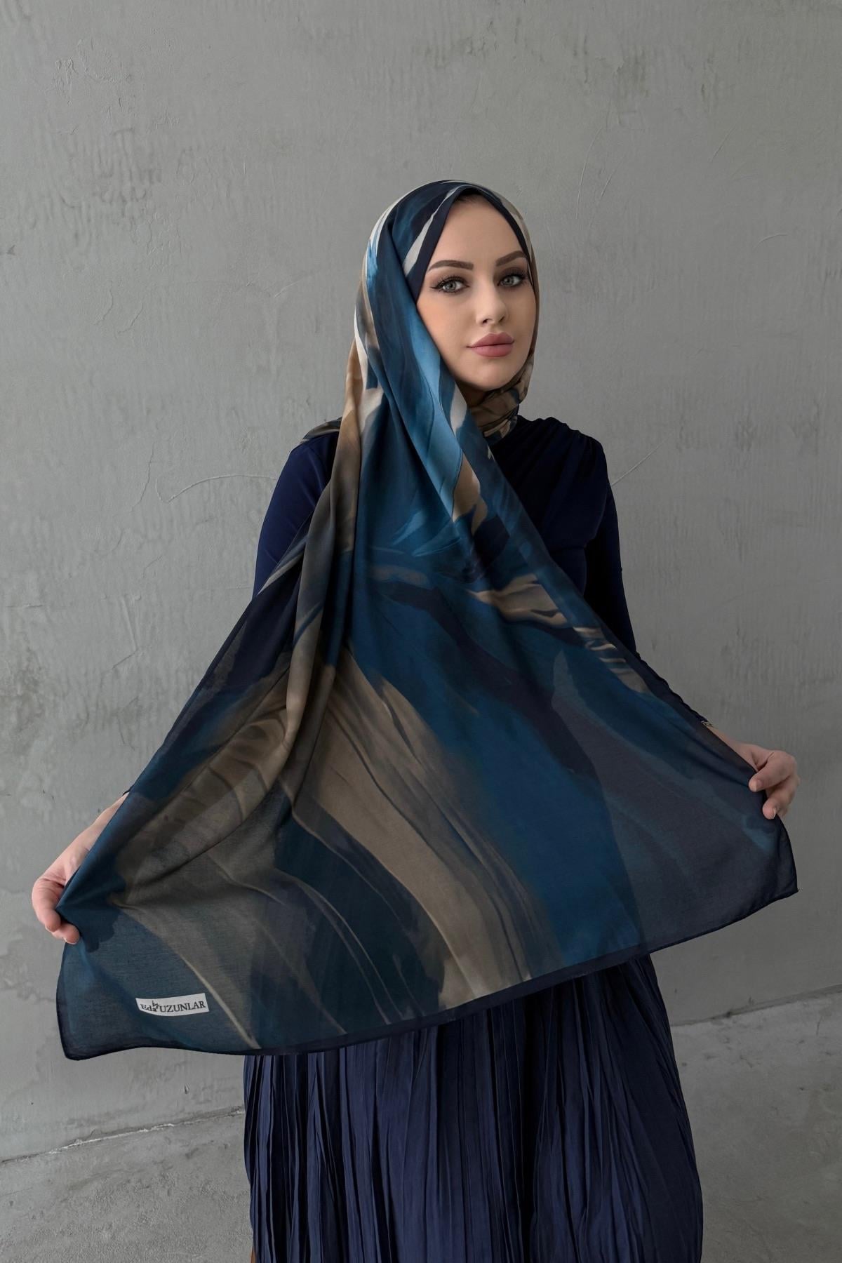 Lacivert Beyzade %100 Pamuk Şal