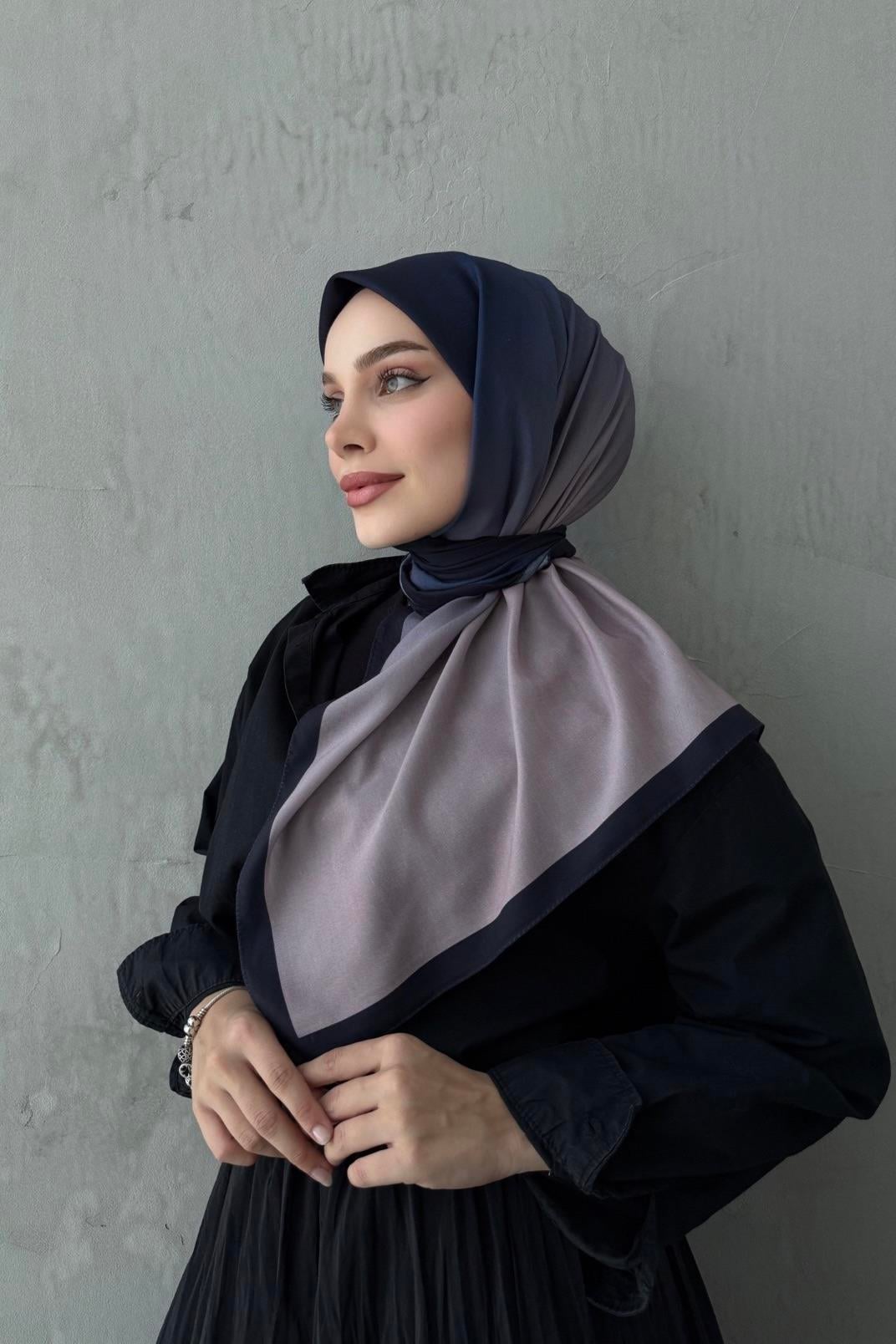 Lacivert Degrade Modal İpek Eşarp