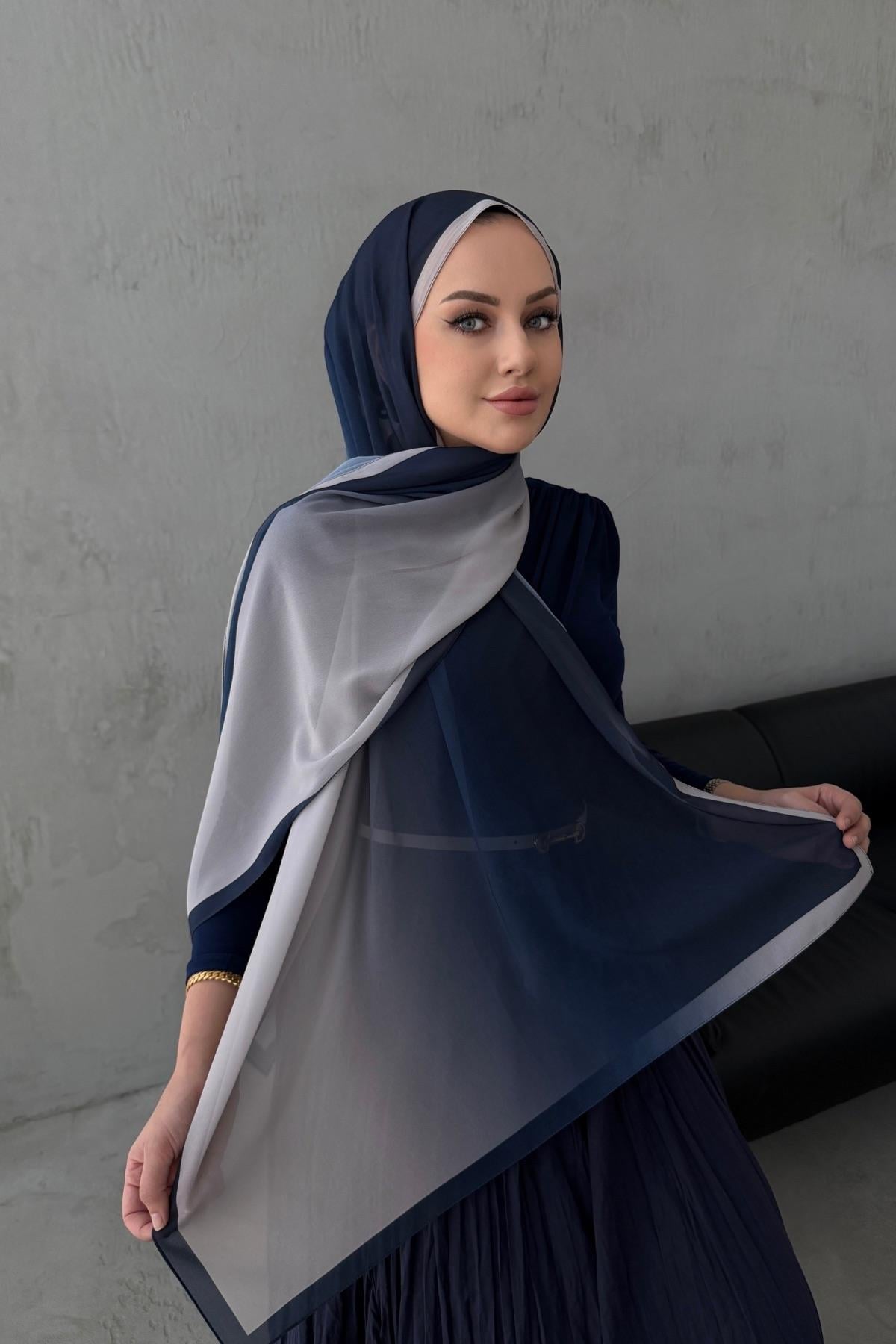 Lacivert Degrade Şal