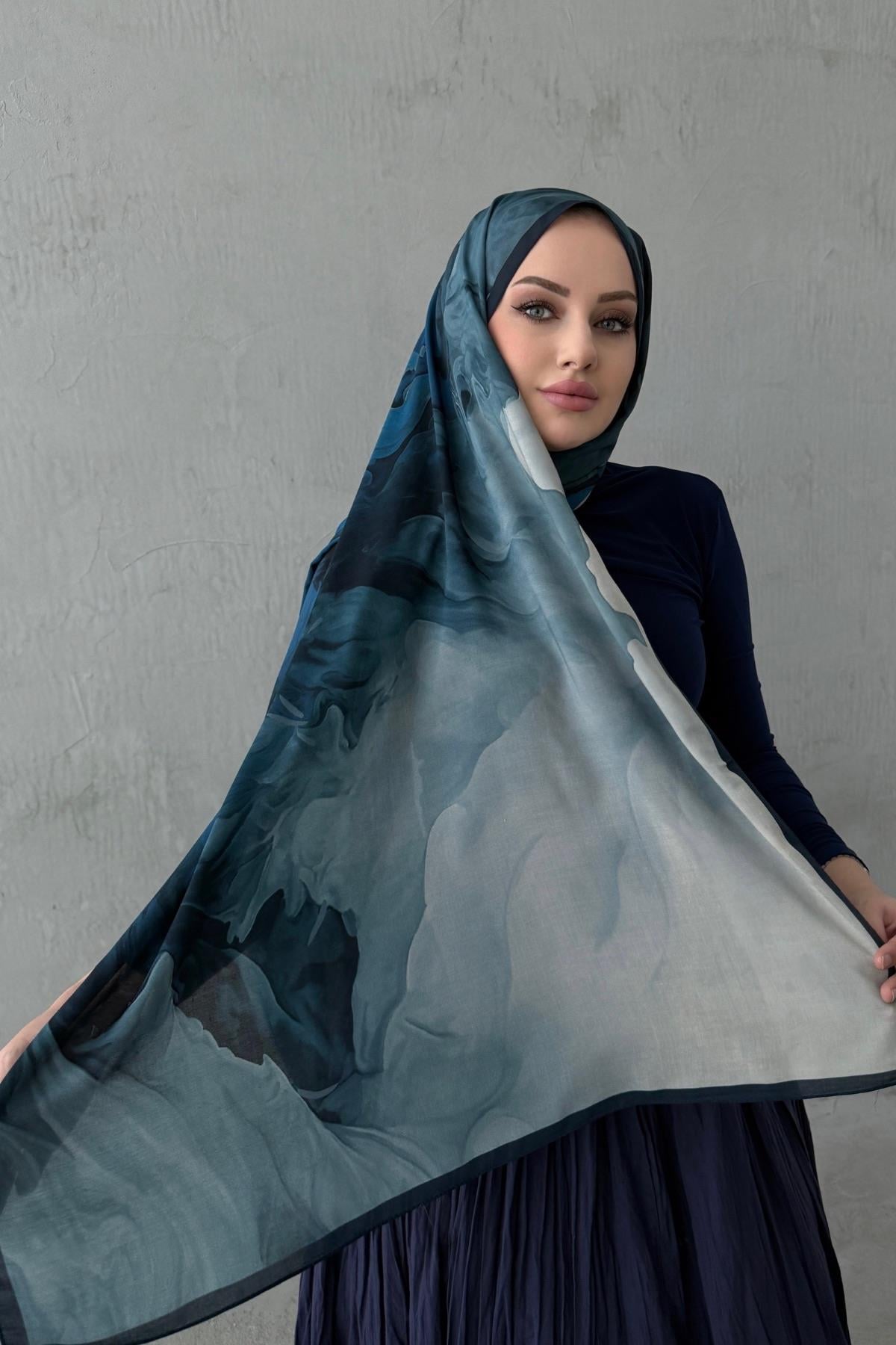 Lacivert Lavinya %100 Pamuk Şal