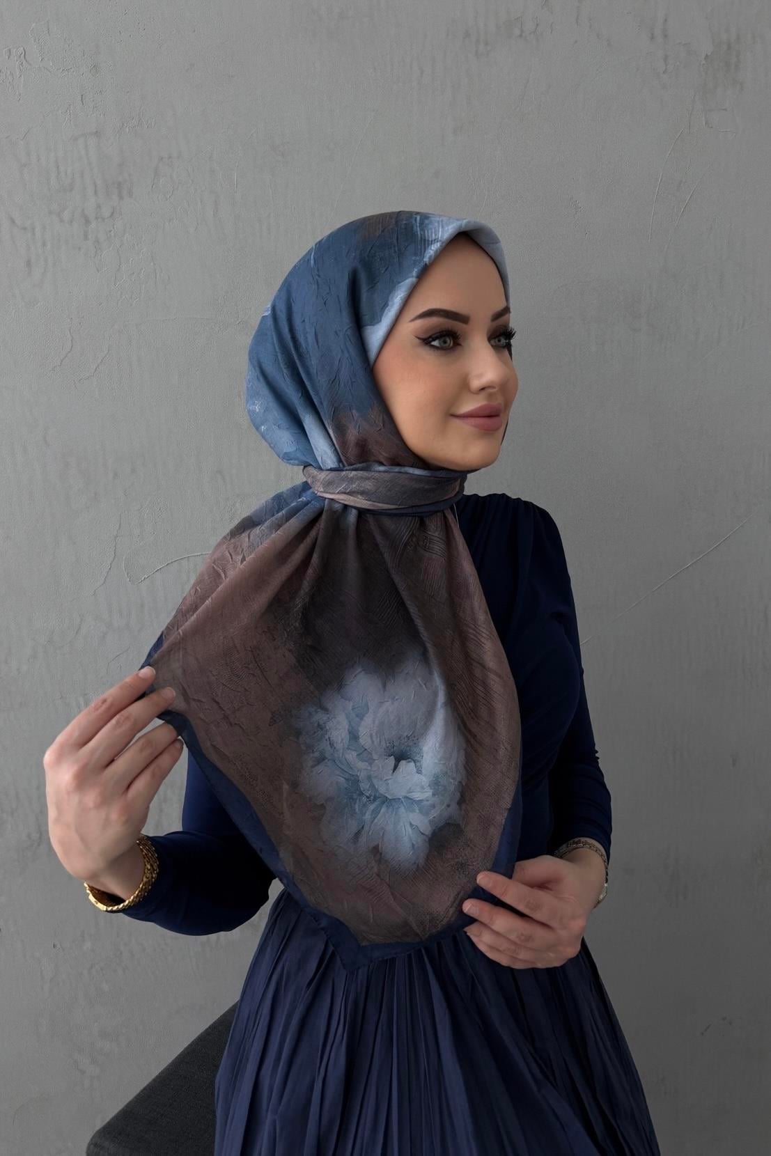 Lacivert Narin Modal İpek Eşarp 