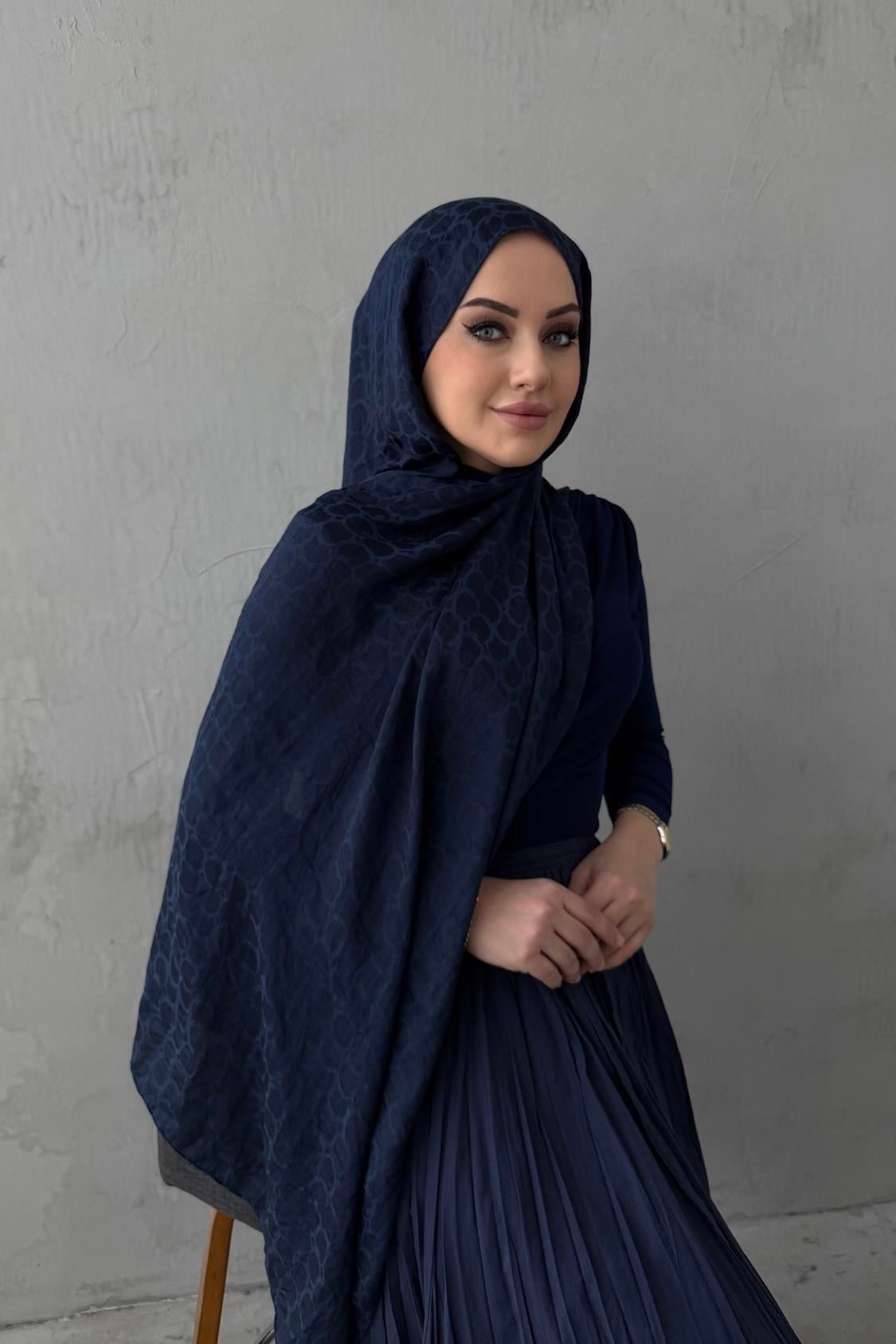 Lacivert Perry Floş Pamuk Şal