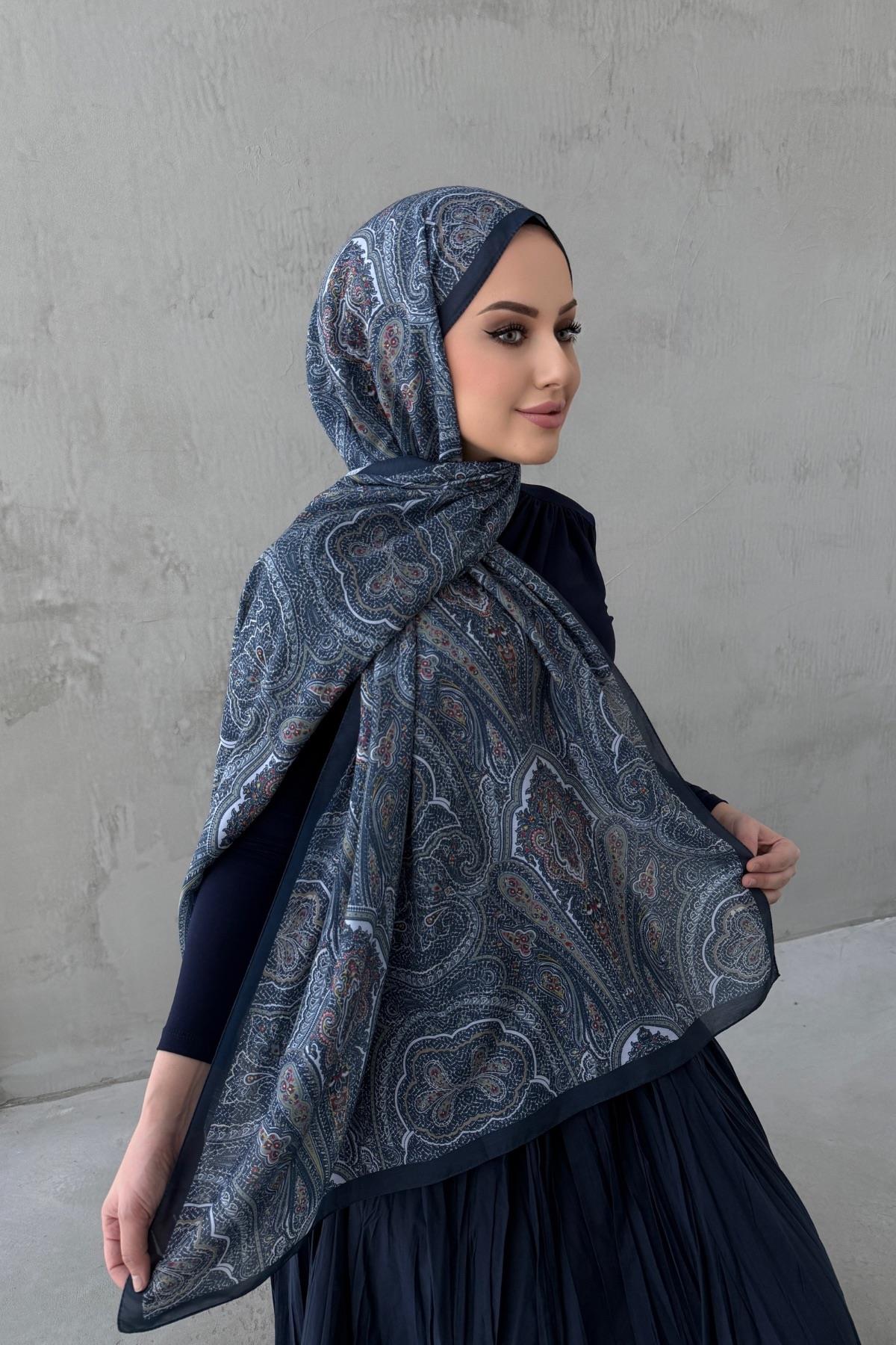Lacivert Sufra Modal İpek Şal