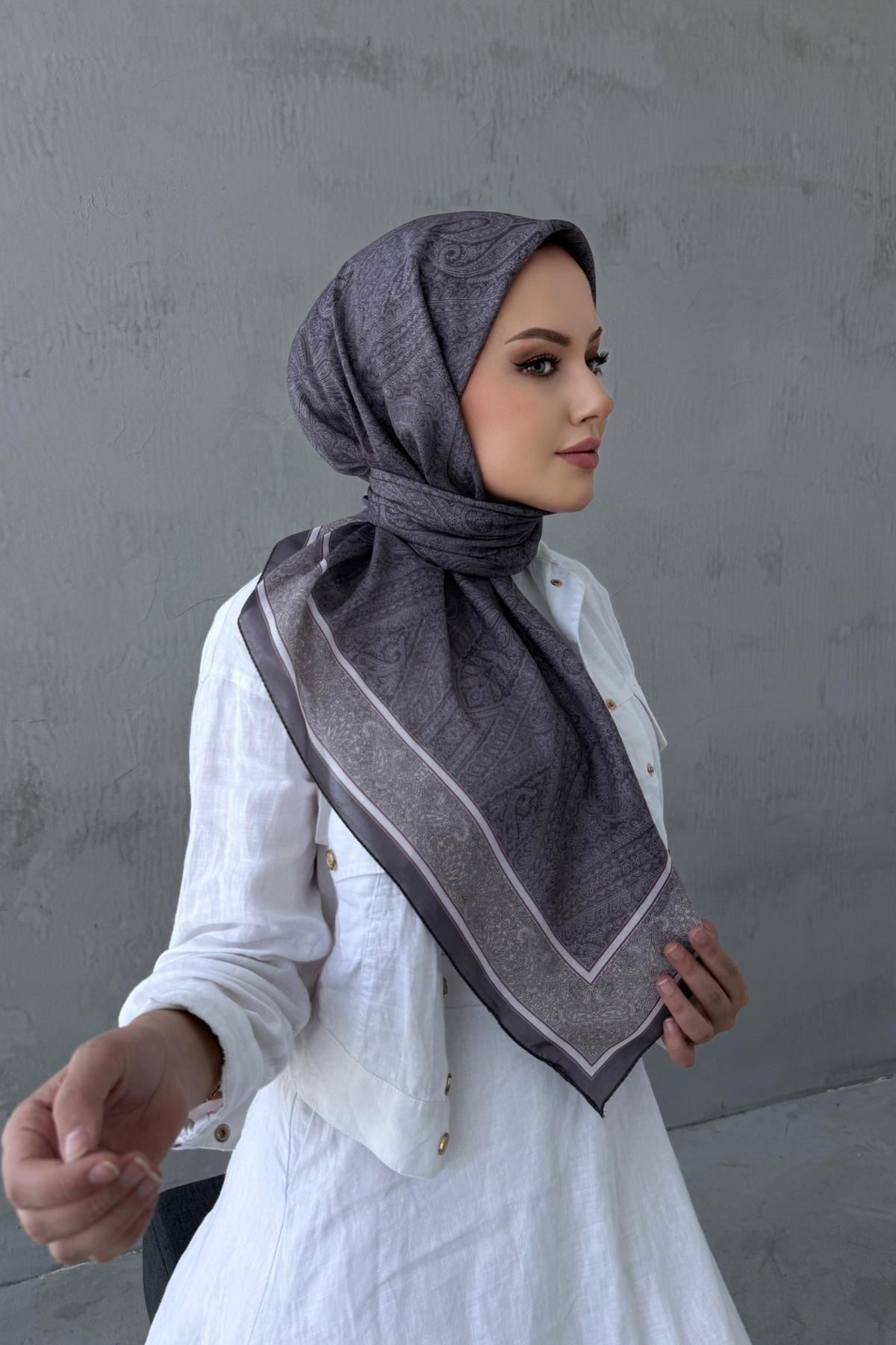 Lila Leyla Bohem Modal İpek Şaleşarp