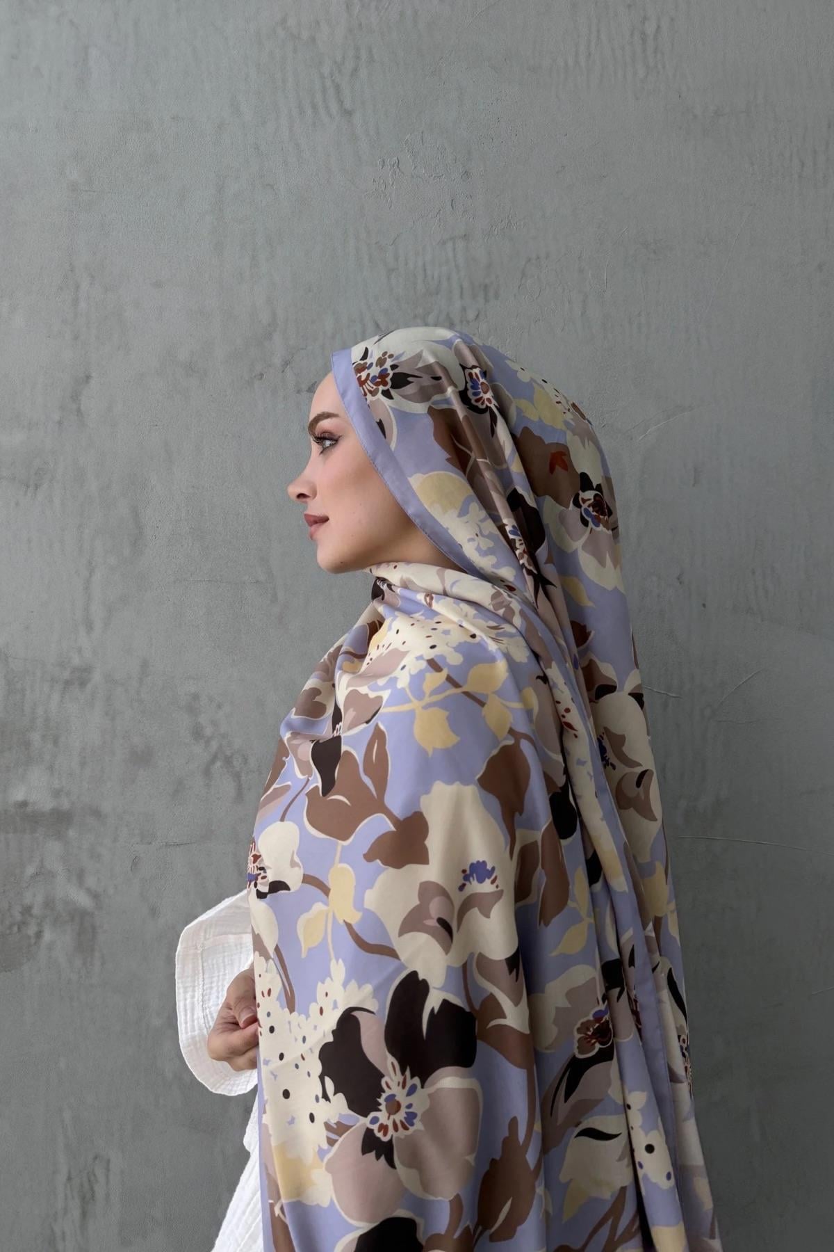 Lila Rosa Modal İpek Şal