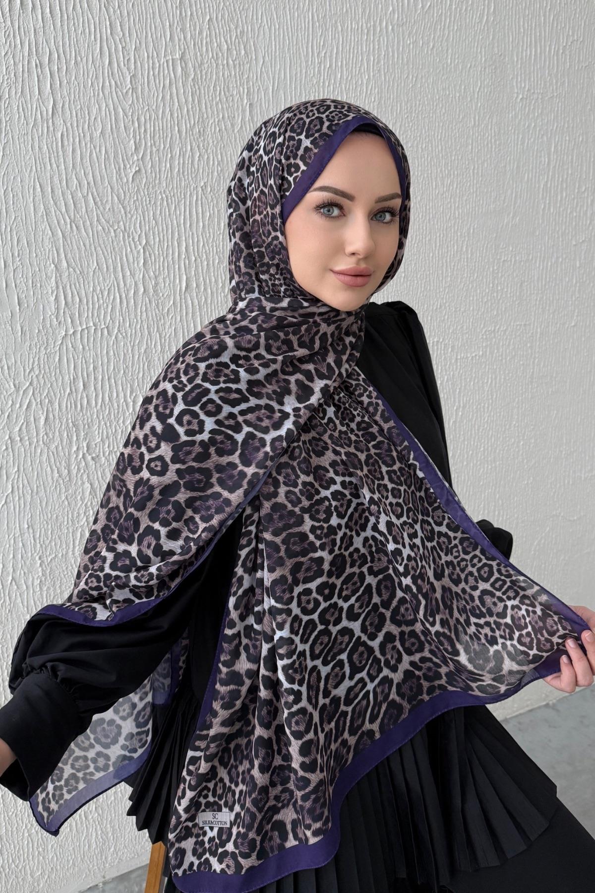 Mor Leopar Modal Şal