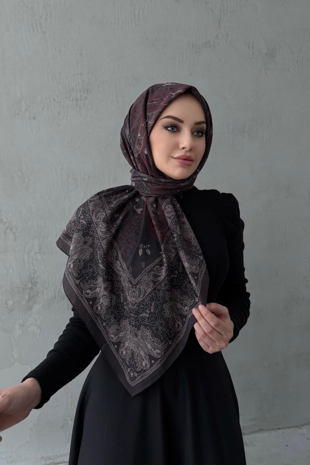 Mürdüm Beliz Bohem Modal İpek Şaleşarp