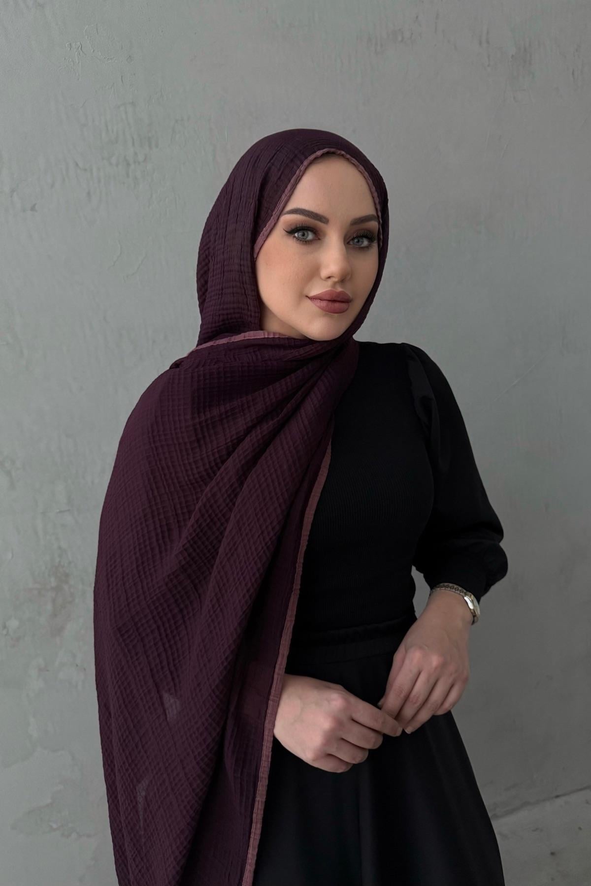 Mürdüm Müslin Biyeli Şal 